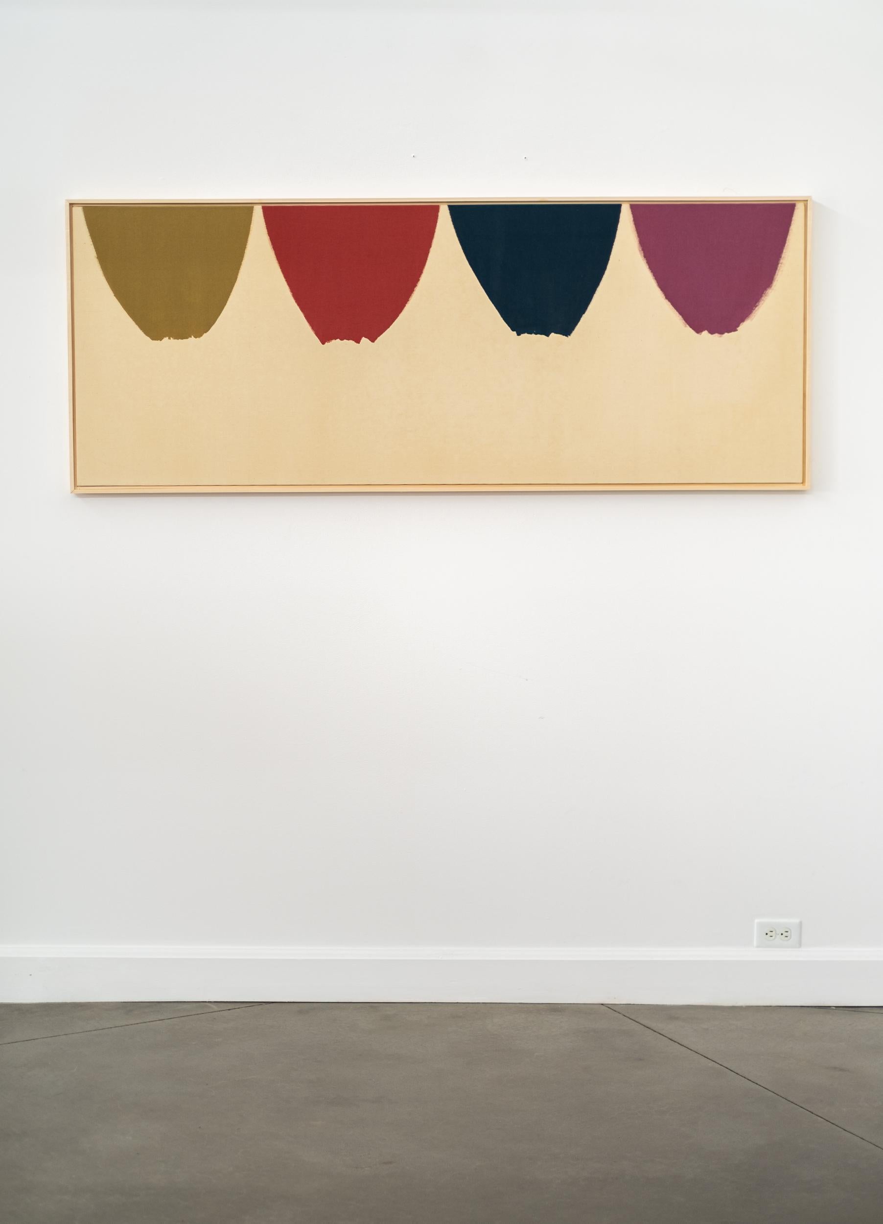 Ros Solis - kühn, modern, farbenfroh, minimalistisch, abstrakt, Acryl auf Leinwand (Beige), Abstract Painting, von Milly Ristvedt