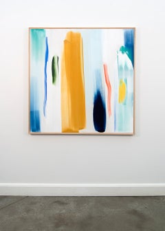 Sky for a Roof - large, soft, orange, blue, gestural abstract, acrylic on canvas