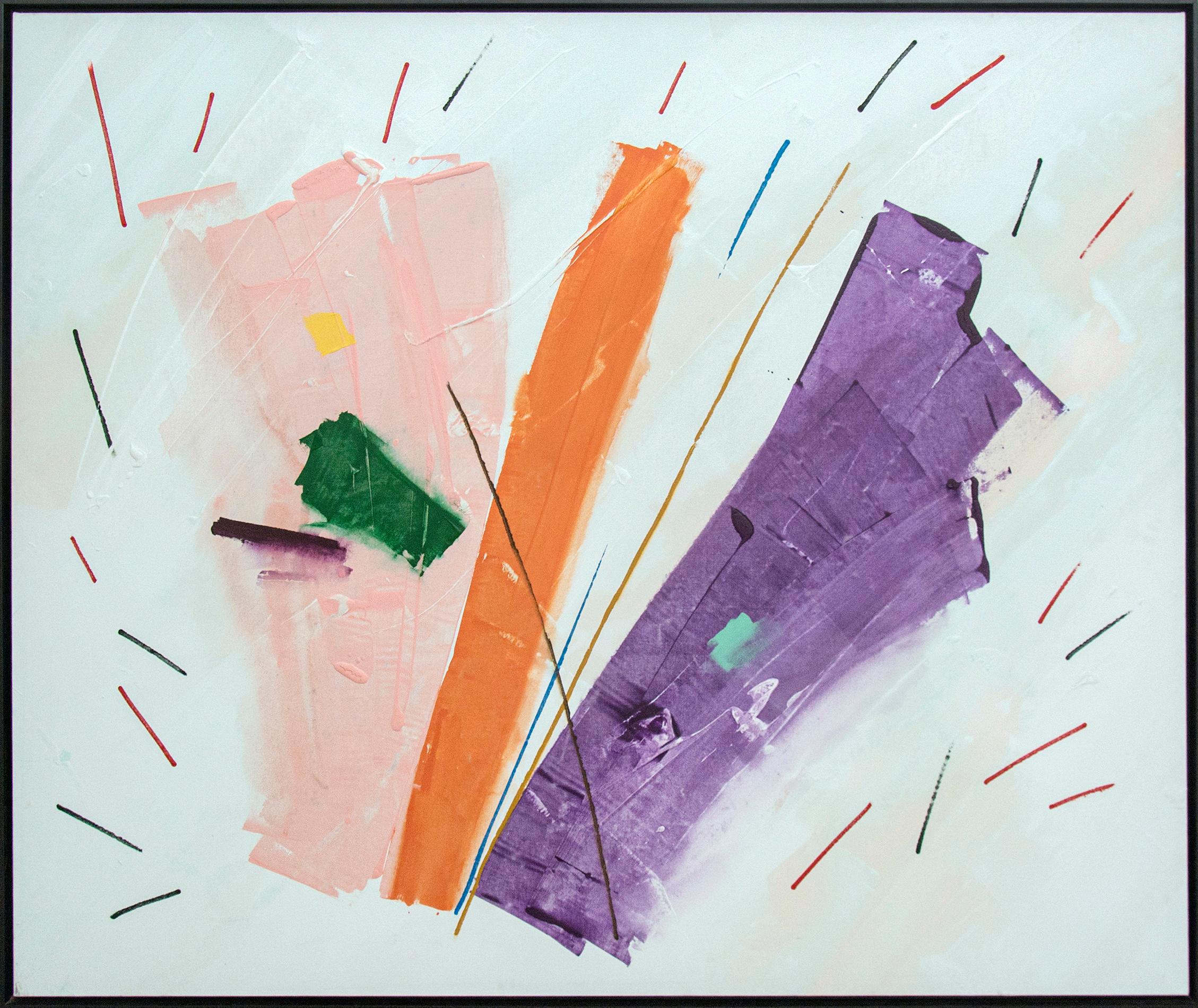 Milly Ristvedt Abstract Painting – Spray - groß, weich, leuchtend, blau, rosa, gestisch abstrakt, Acryl auf Leinwand