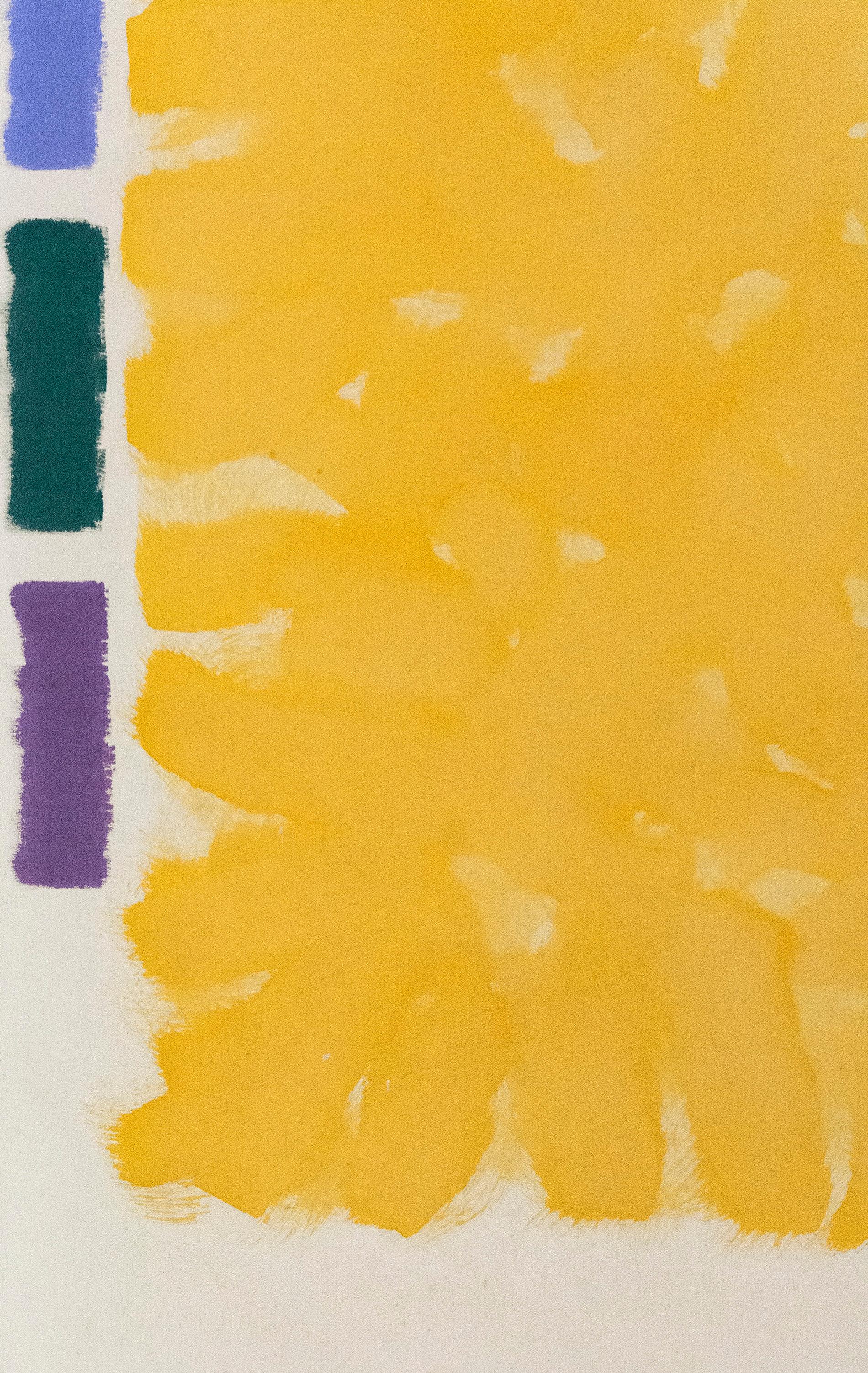 Vitrail d'été - grand, brillant, coloré, jaune, abstrait, acrylique sur toile - Painting de Milly Ristvedt