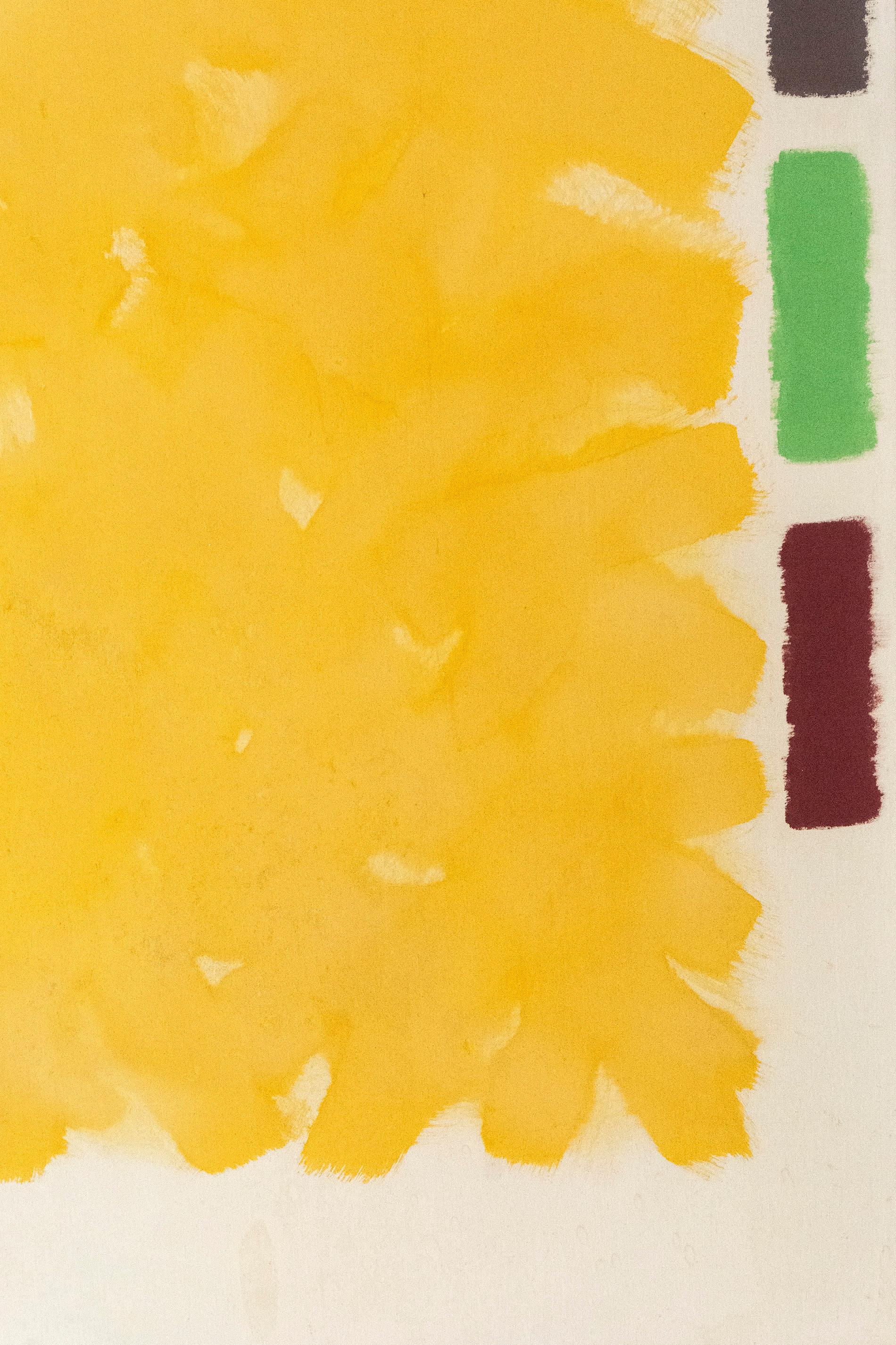 Vitrail d'été - grand, brillant, coloré, jaune, abstrait, acrylique sur toile - Colorfield Painting par Milly Ristvedt