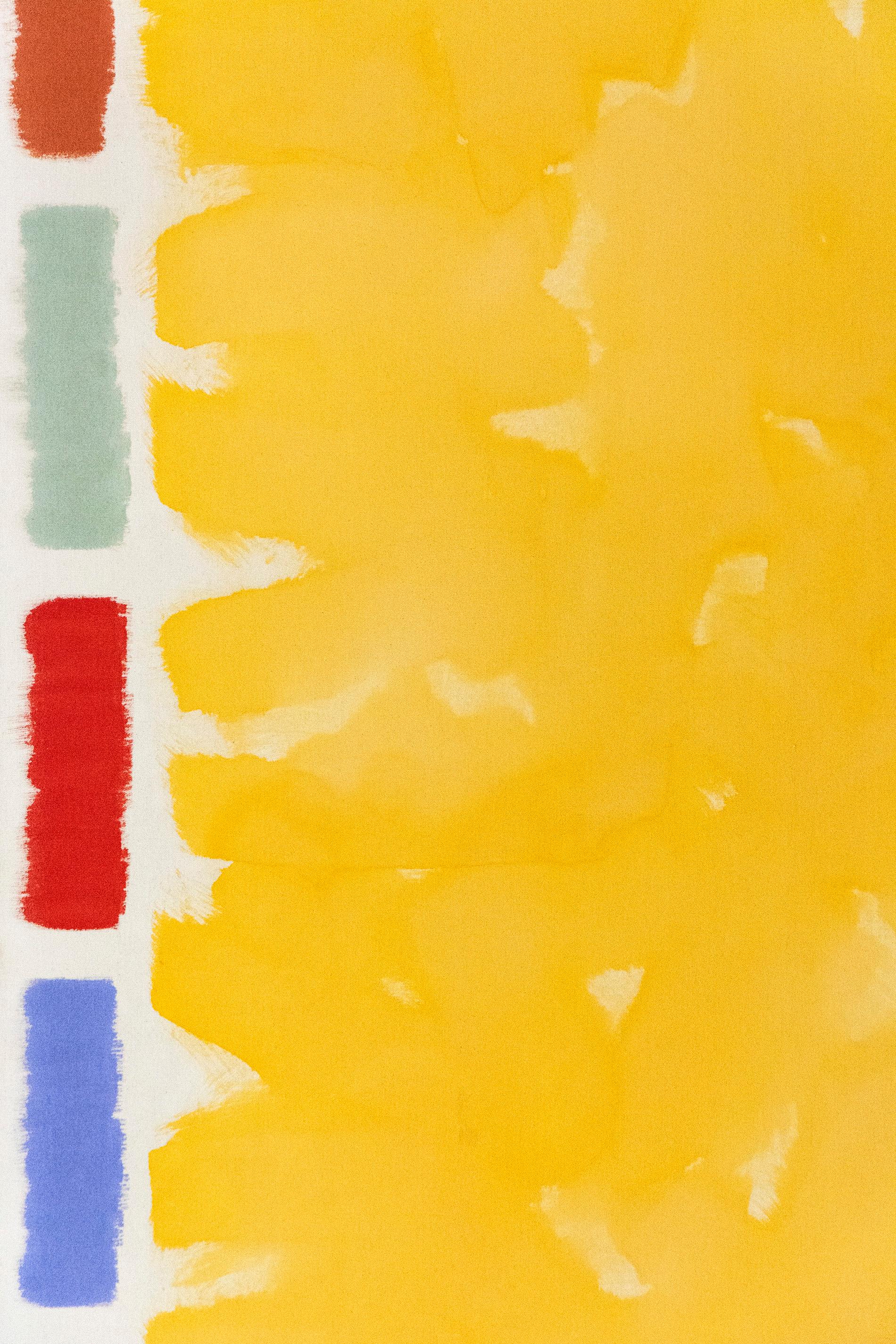 Vitrail d'été - grand, brillant, coloré, jaune, abstrait, acrylique sur toile en vente 3