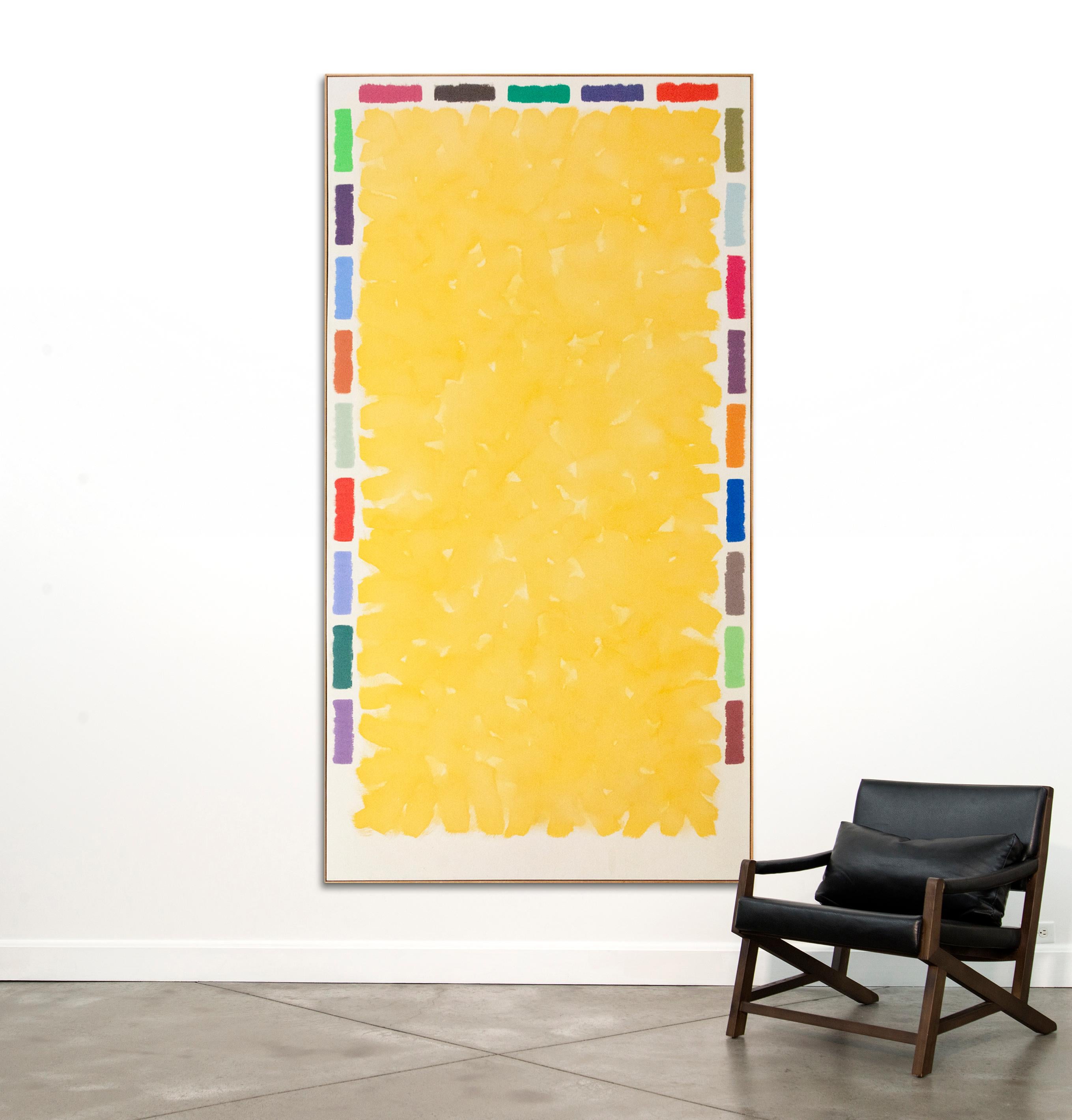 Vitrail d'été - grand, brillant, coloré, jaune, abstrait, acrylique sur toile en vente 4