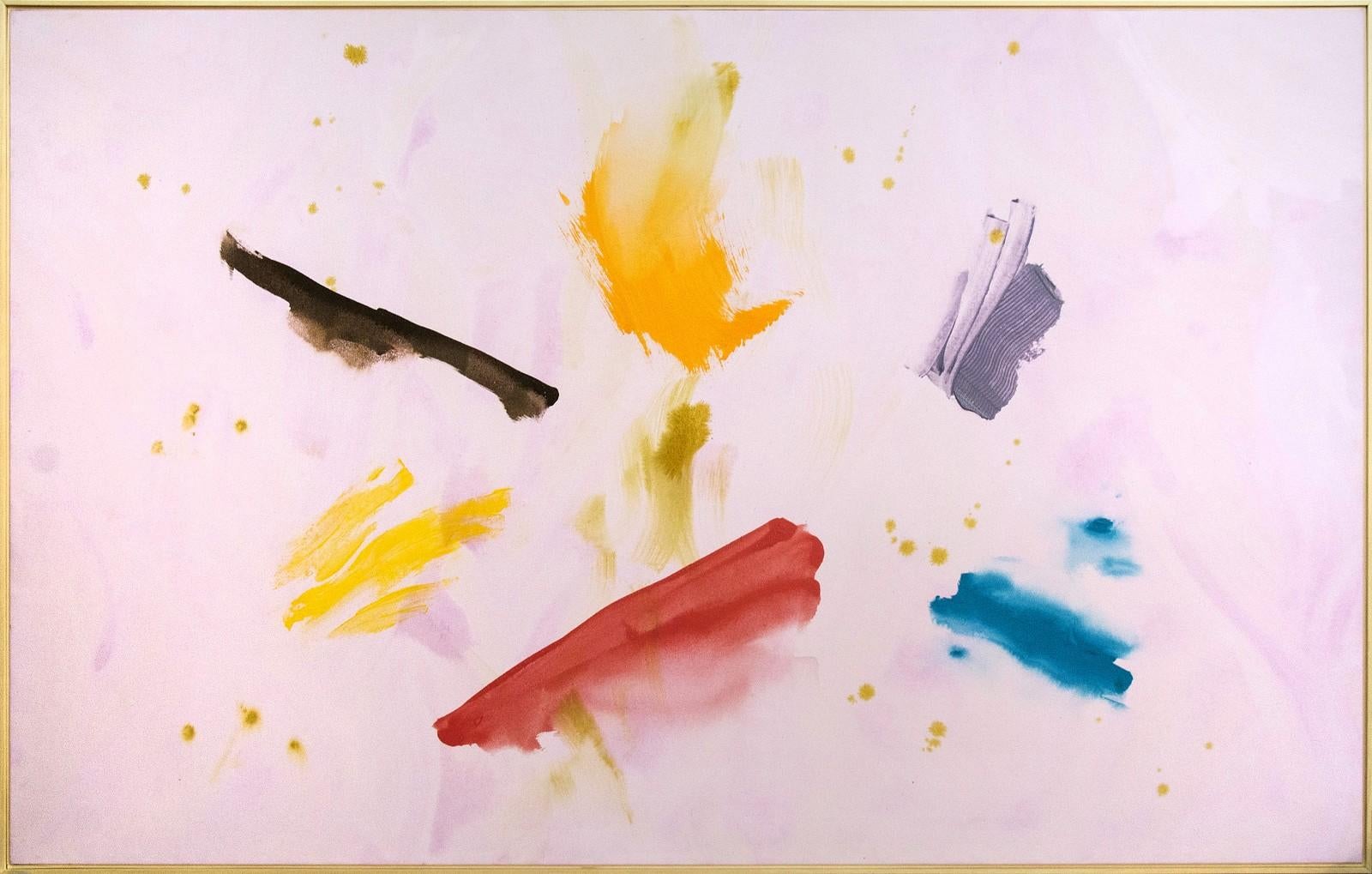 Abstract Painting de Milly Ristvedt - Estival - Trazos expresivos de rojo, azul, amarillo y malva