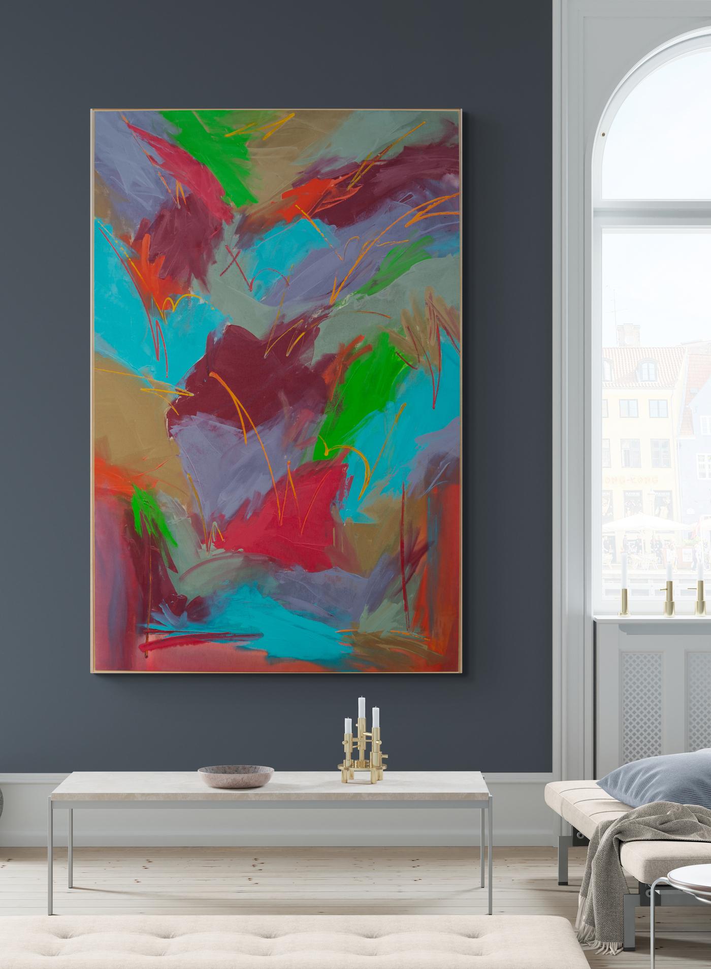 Tia Maria - large, colourful, modernist, gestural abstract, acrylic on canvas For Sale 5
