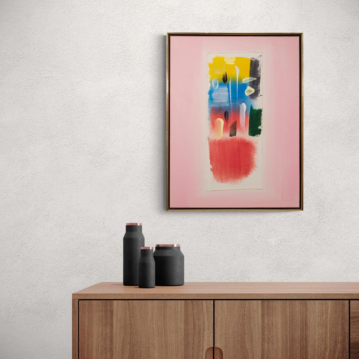 Totem/Pink - bright, colourful, gestural abstract, acrylic on canvas For Sale 1
