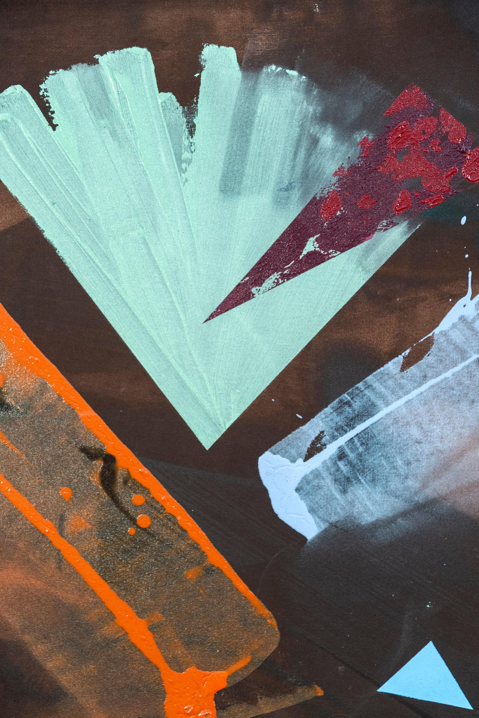 Triangle Lake - moderno, contemporaneo, astratto gestuale, acrilico su tela in vendita 1