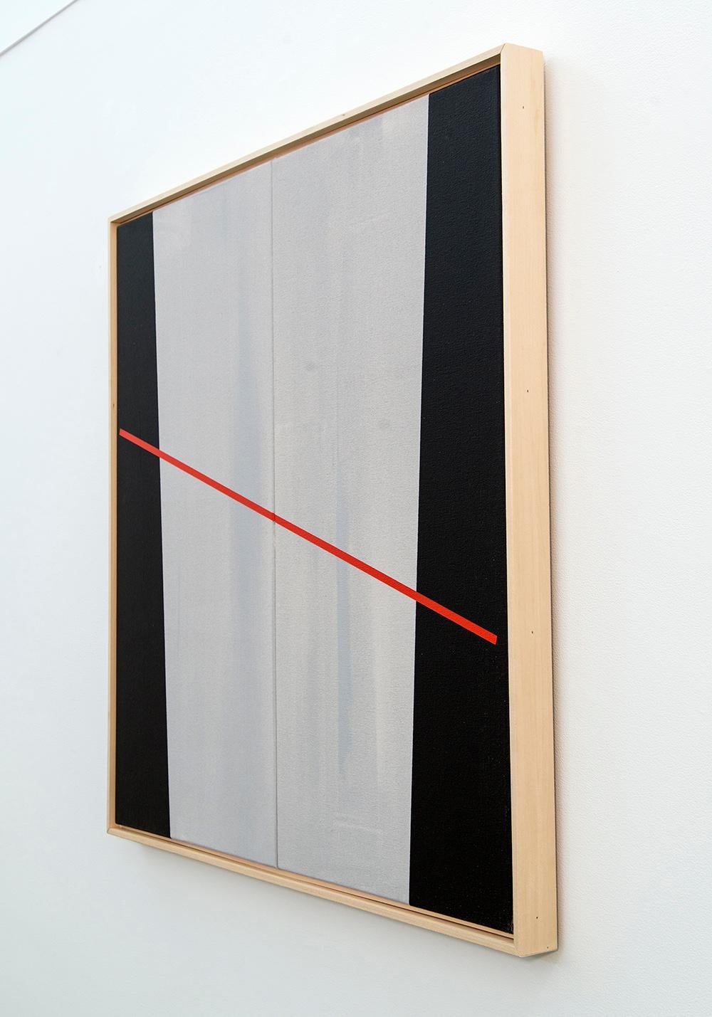 Ungewöhnliche Begriffe - klar, schwarz, grau, rot, geometrisch abstrakt, Acryl auf Leinwand (Hard Edge), Painting, von Milly Ristvedt