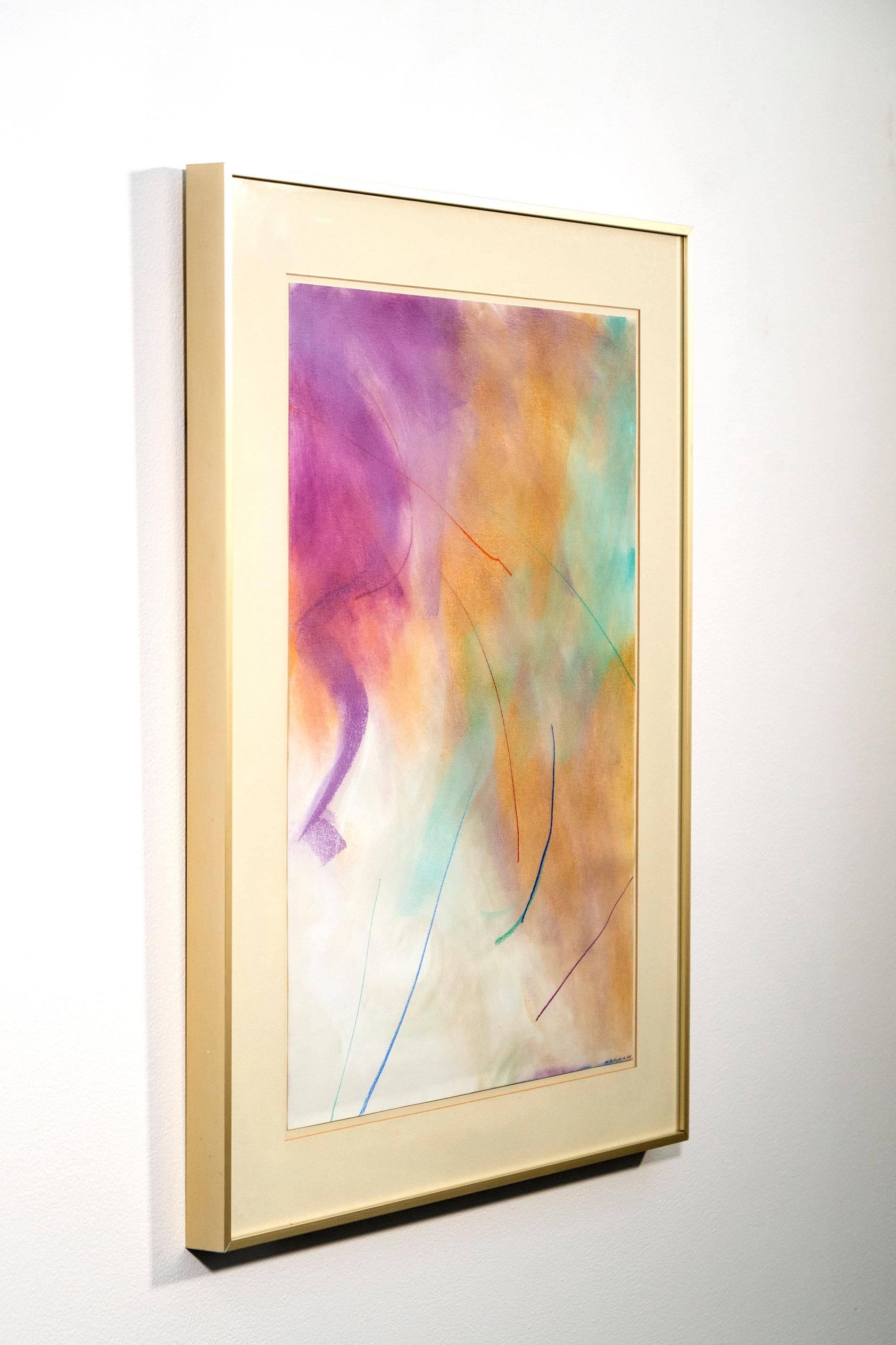 Untitled, Magenta, Siena und Türkis – ausdrucksstark, abstrakt, Pastell auf Papier (Abstrakt), Painting, von Milly Ristvedt