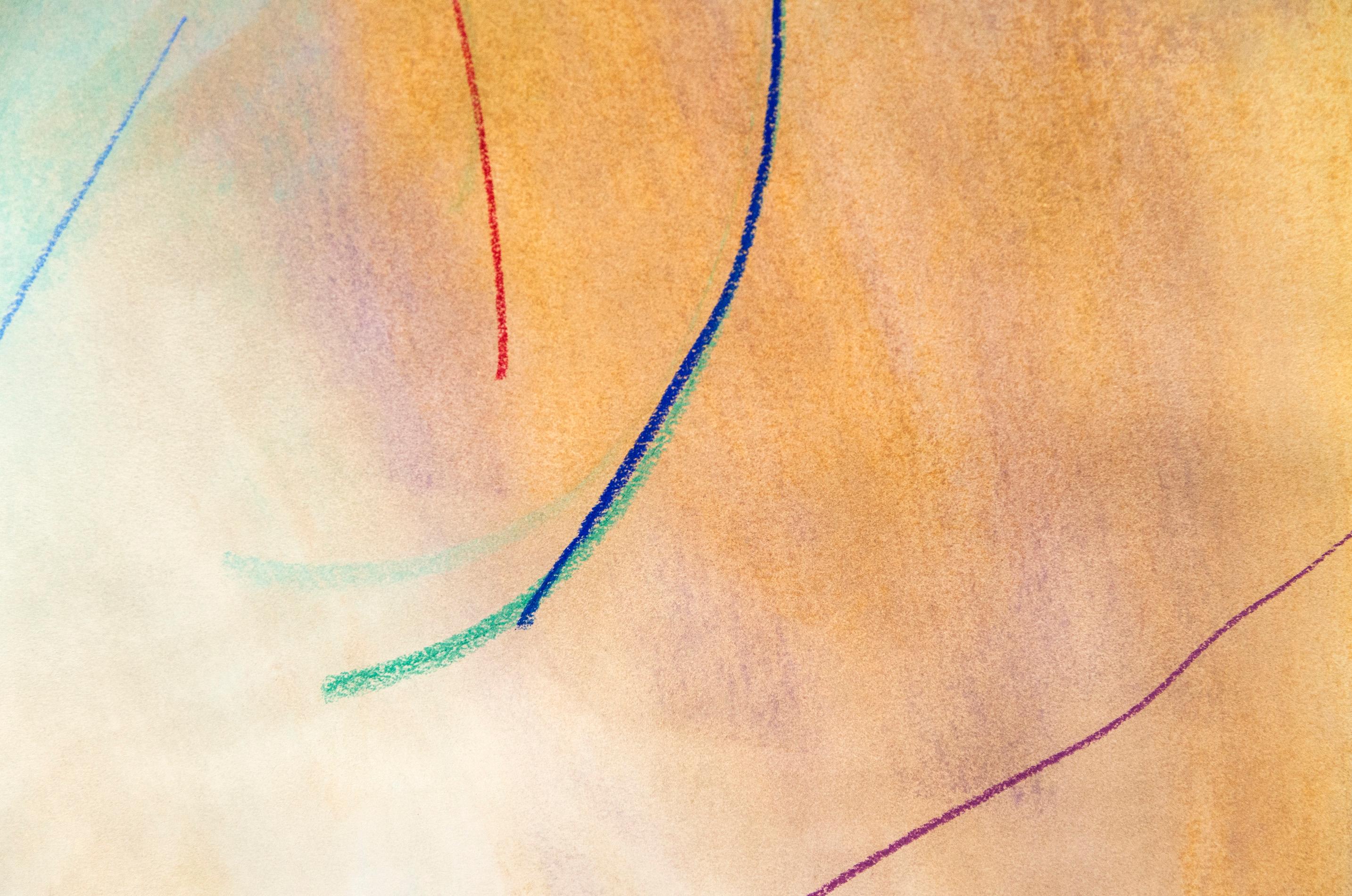 Untitled, Magenta, Siena und Türkis – ausdrucksstark, abstrakt, Pastell auf Papier im Angebot 2