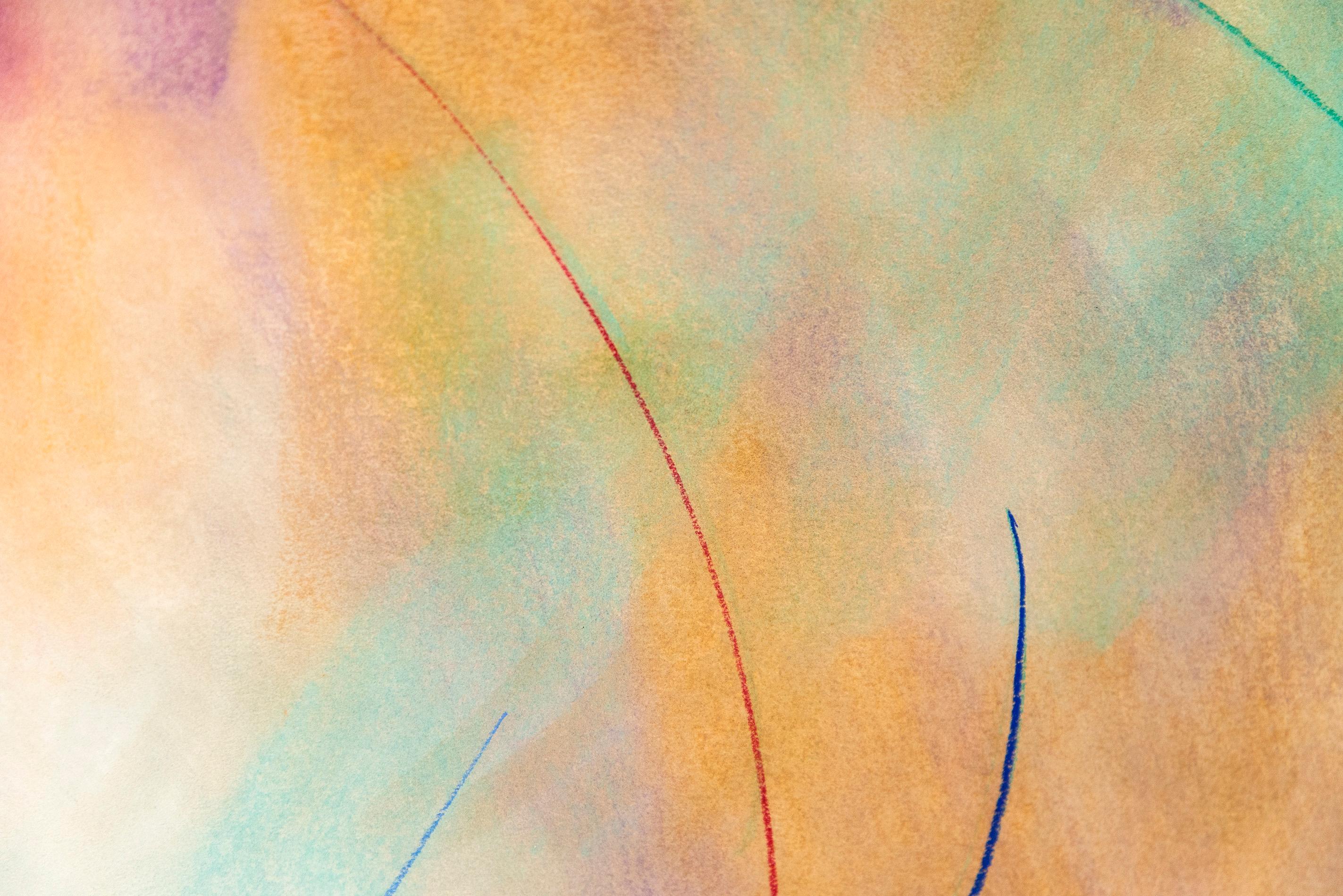 Untitled, Magenta, Sienna and Turquoise - expressive, abstract, pastel on paper For Sale 3