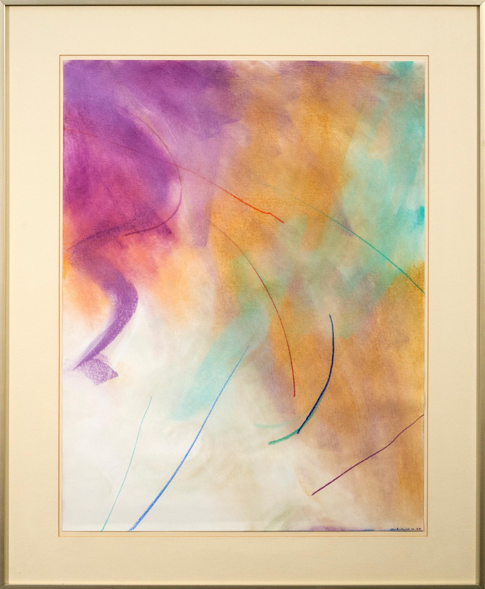 Untitled, Magenta, Siena und Türkis – ausdrucksstark, abstrakt, Pastell auf Papier – Painting von Milly Ristvedt