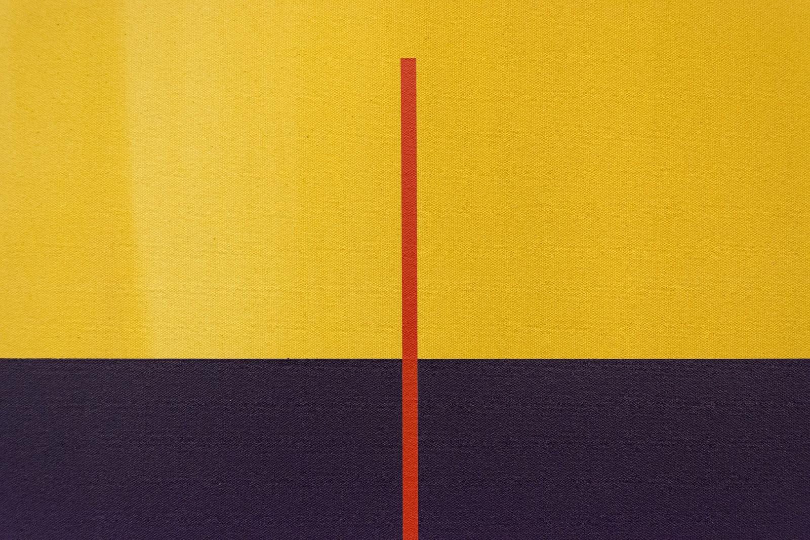 Verticality #3 - purple, yellow, red, geometric abstract, acrylic on canvas - Painting by Milly Ristvedt