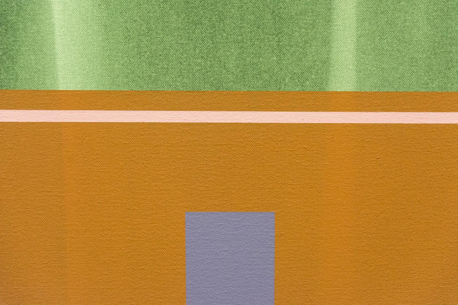 Verticality #4 - orange, grey, green, geometric abstract, acrylic on canvas For Sale 2