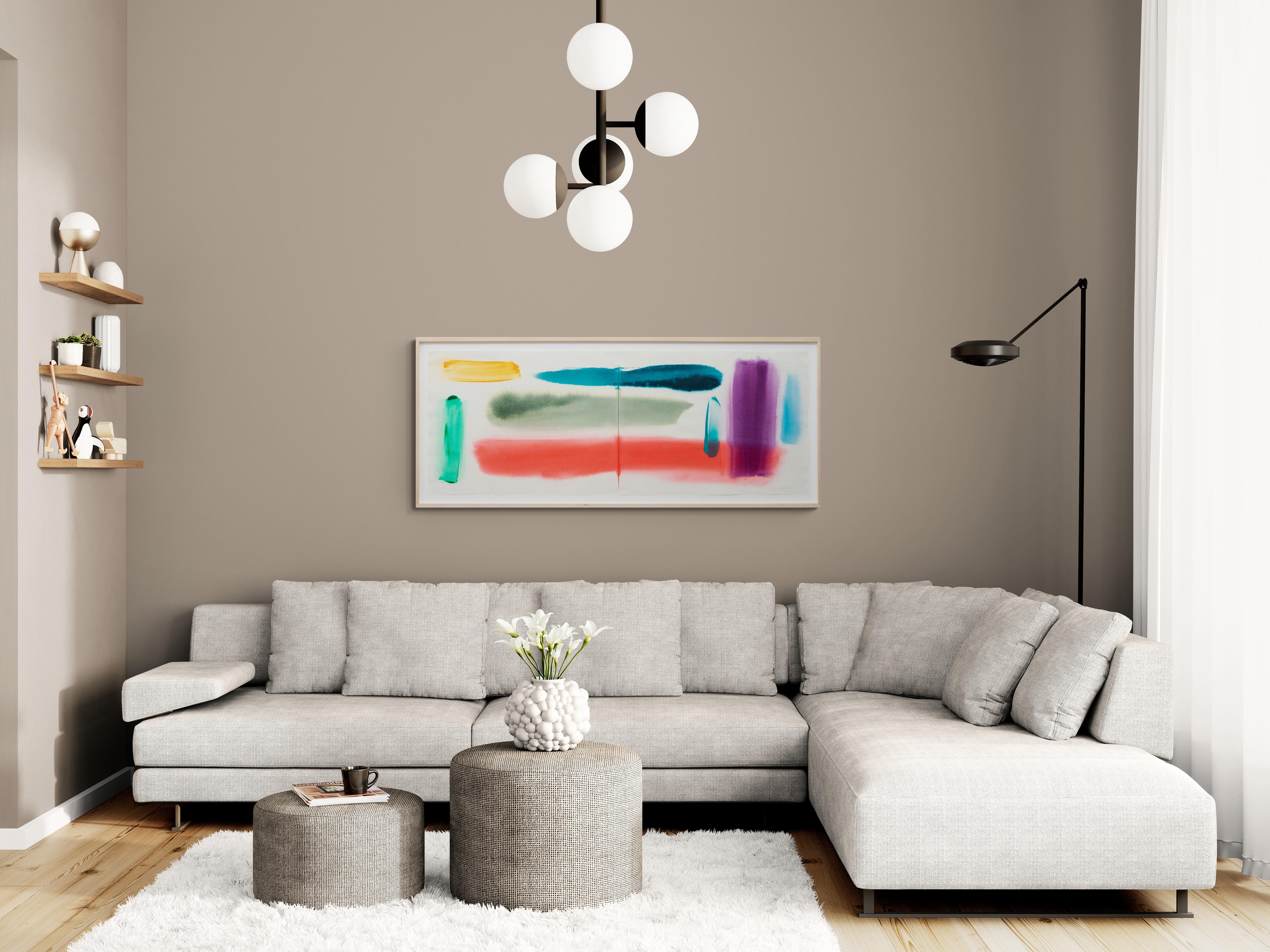 Western Sky Emma Lake (Diptych) - contemporary, abstract, acrylic on paper - Beige Abstract Painting by Milly Ristvedt
