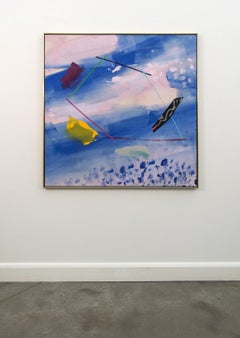 What You See - large, soft, blue, pink, gestural abstract, acrylic on canvas