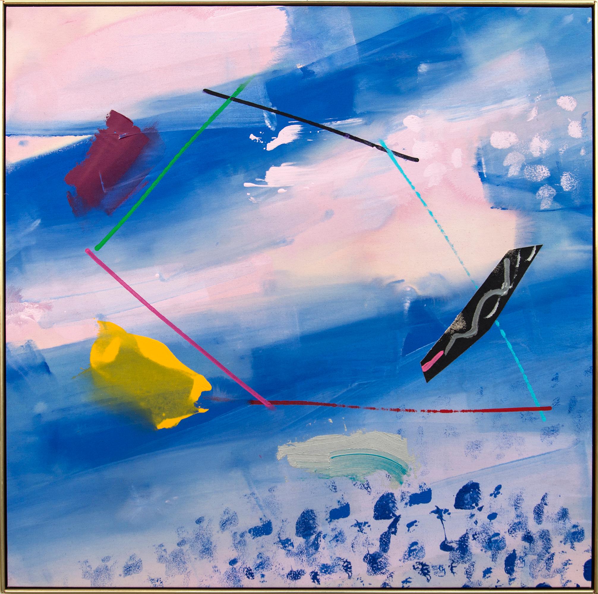 Milly Ristvedt Abstract Painting - What You See - large, soft, blue, pink, gestural abstract, acrylic on canvas