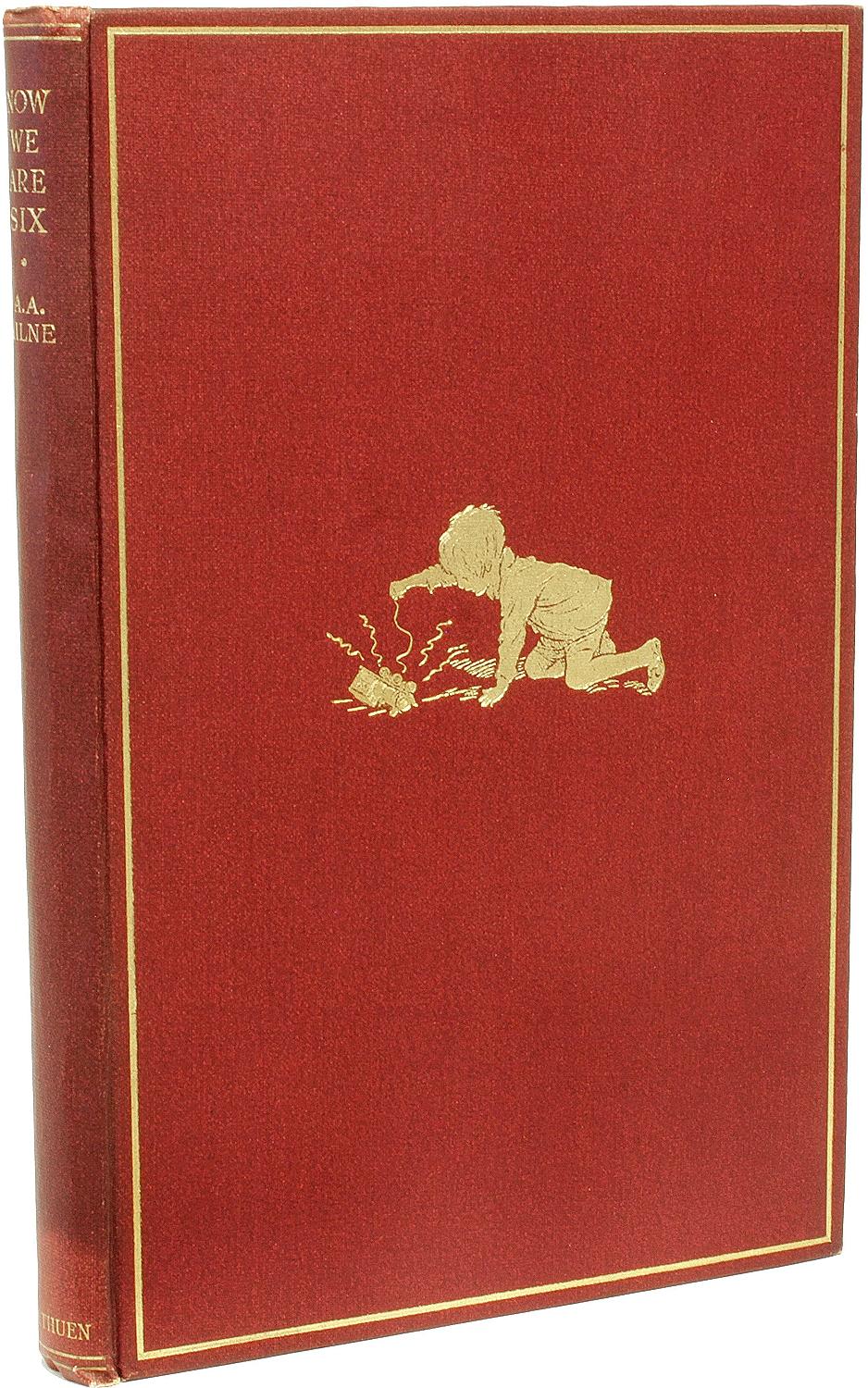AUTOR: MILNE, A. A.

TÍTULO: Ahora somos seis.

EDITOR: Londres: Methuen & Co. Ltd., 1927.

DESCRIPCIÓN: PRIMERA EDICIÓN FIRMADA POR MILNE Y SHEPHARD. 1 vol., 7-1/2