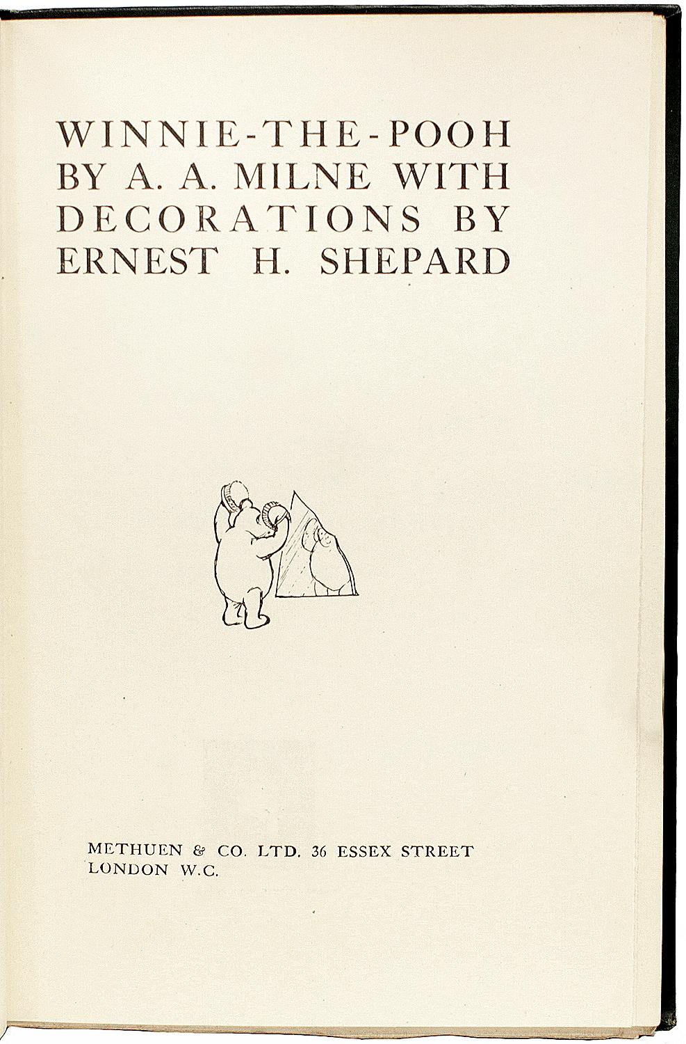 British MILNE, A. A.. Winnie The Pooh. (1926 - FIRST EDITION - FIRST PRINTING) For Sale