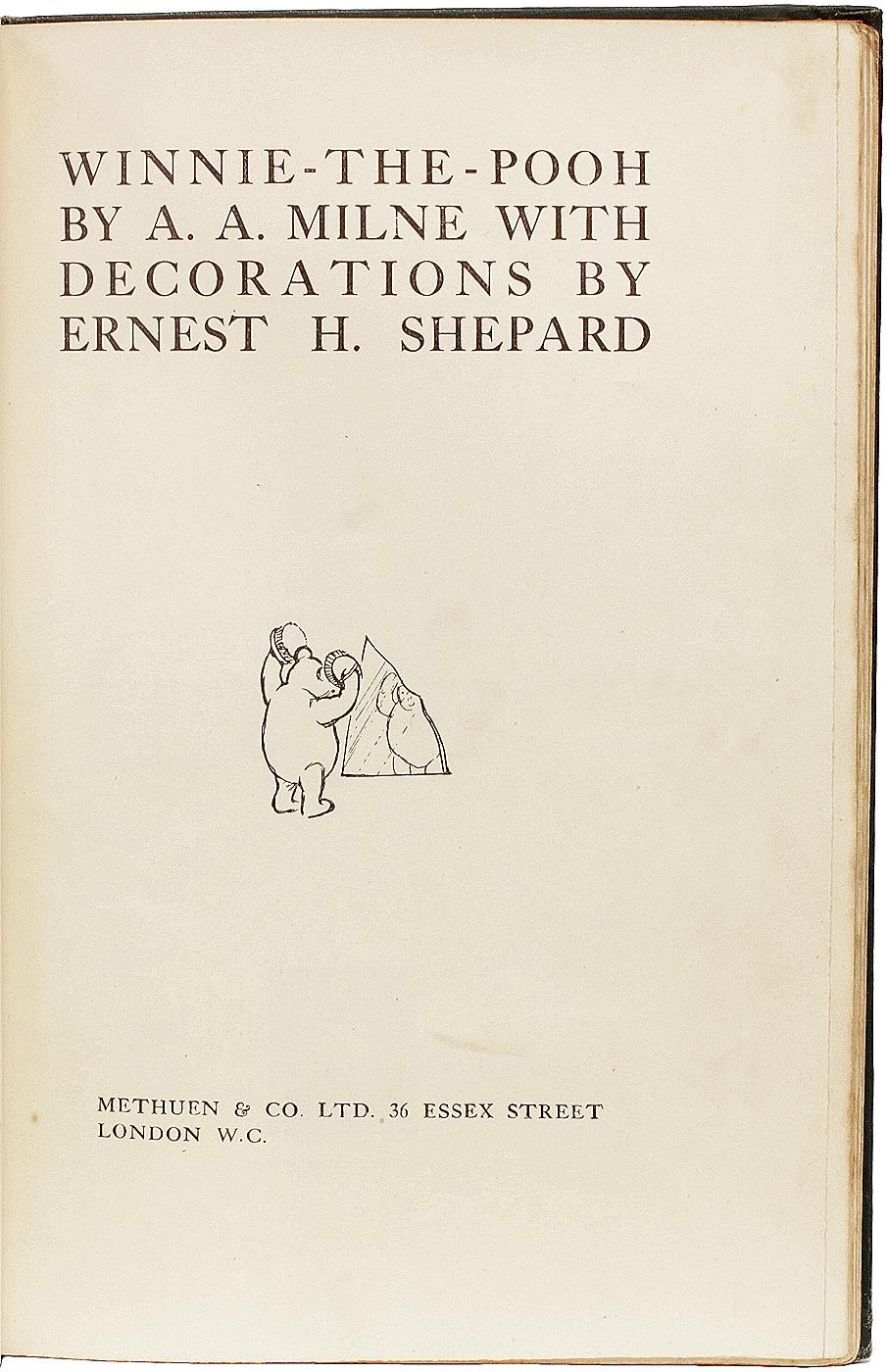 MILNE, A. A. Winnie The Pooh. (FIRST EDITION - FIRST PRINTING - 1926) In condizioni buone in vendita a Hillsborough, NJ