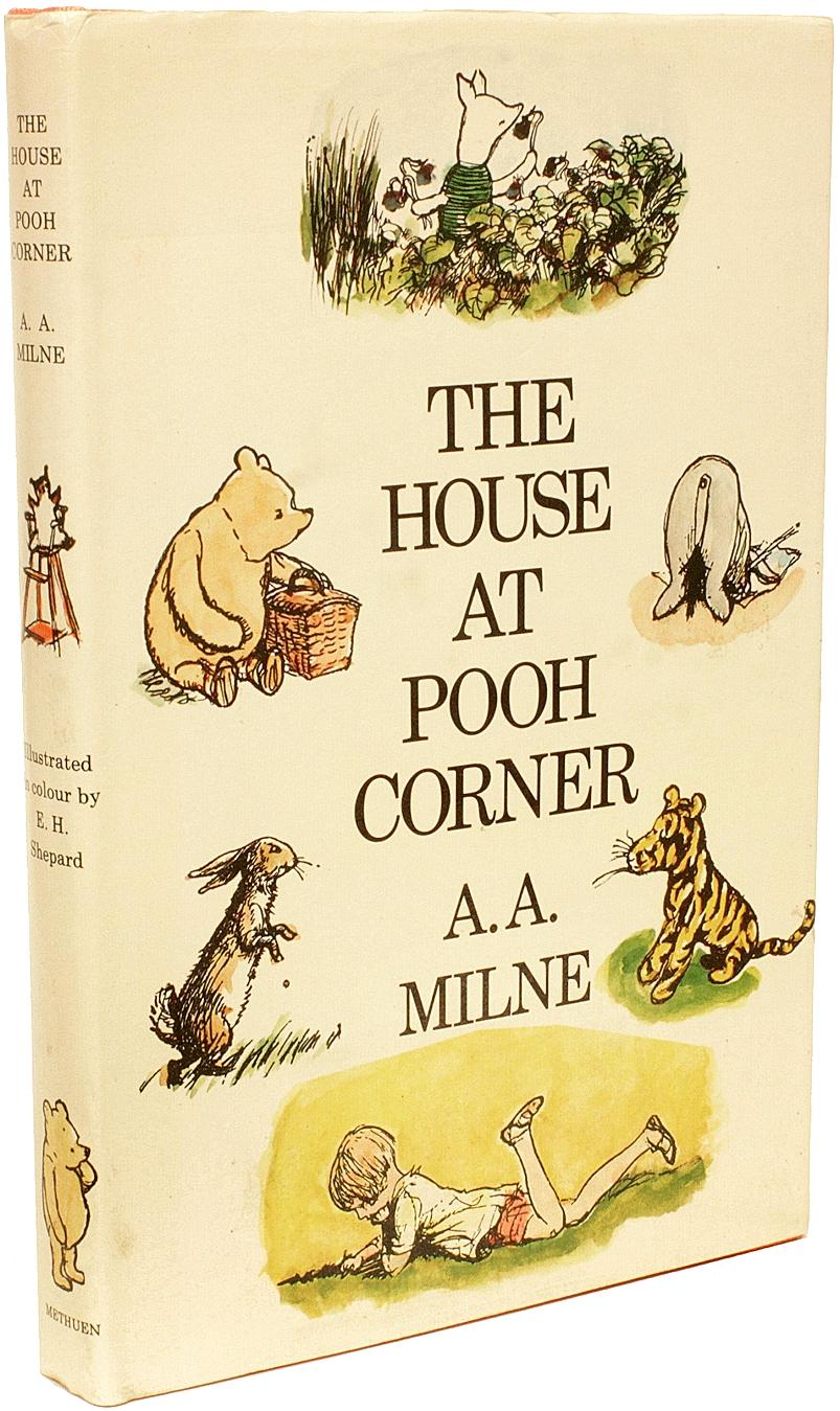 Author: MILNE, A. A.

Title: The House At Pooh Corner.

Publisher: London: Methuen Children's Books, 1974.

Decription: THE FIRST COLOR EDITION AND INSCRIBED BY CHRISTOPHER (ROBIN) MILNE. 1 vol., 9-1/2