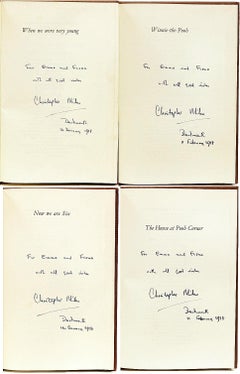 MILNE. The 4 Winnie The Pooh books EACH INSCRIBED BY CHRISTOPHER (ROBIN) MILNE !