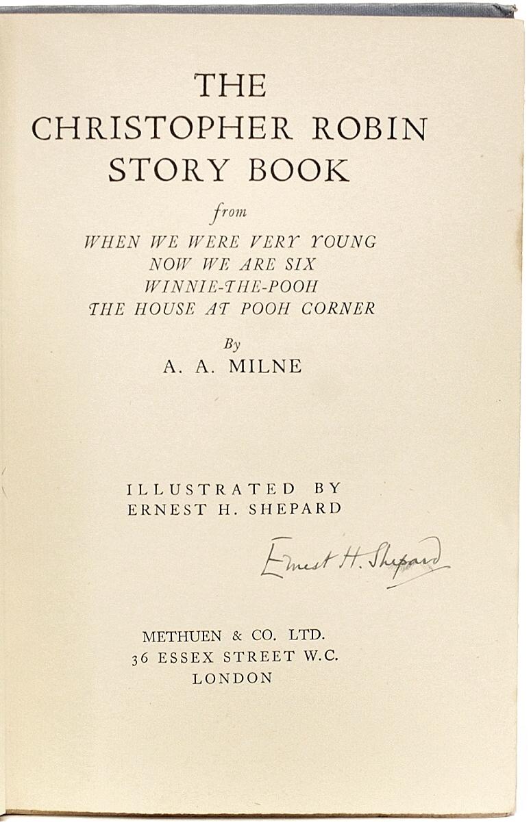 Fabric Milne, The Christopher Robin Story Book First Edition Signed by Ernest Shepard