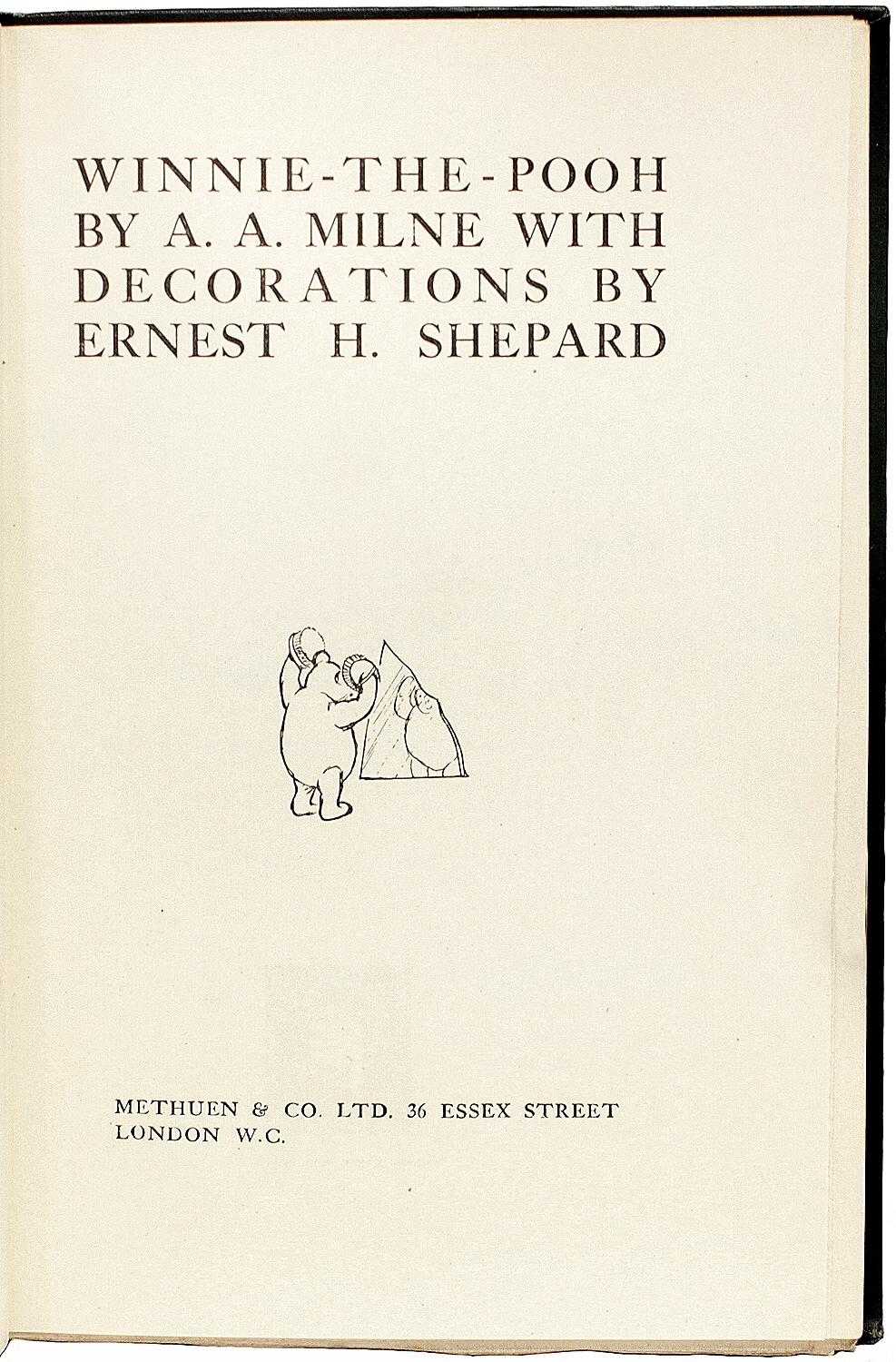 British MILNE. Winnie The Pooh. 1926 - FIRST EDITION - FIRST PRINTING - WITH DUST JACKET