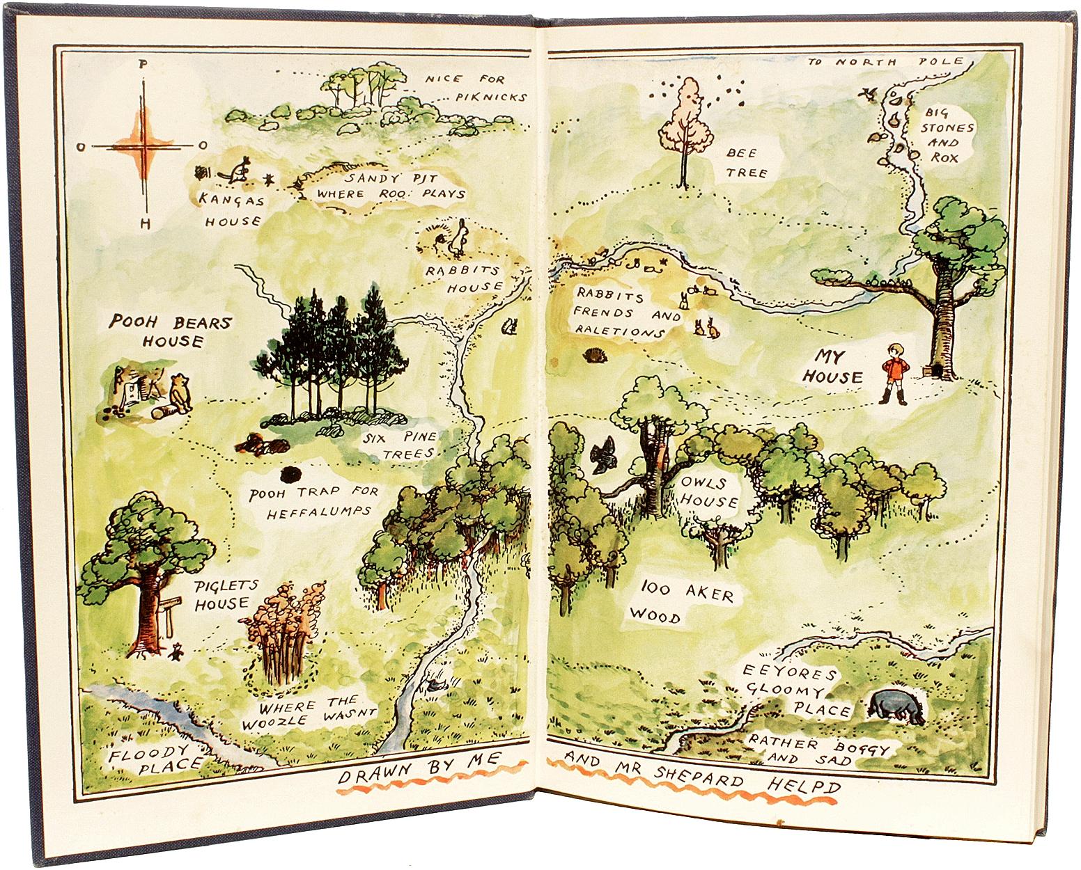 British MILNE. Winnie The Pooh - 1ST COLOR ED - INSCRIBED BY CHRISTOPHER 'ROBIN' MILNE
