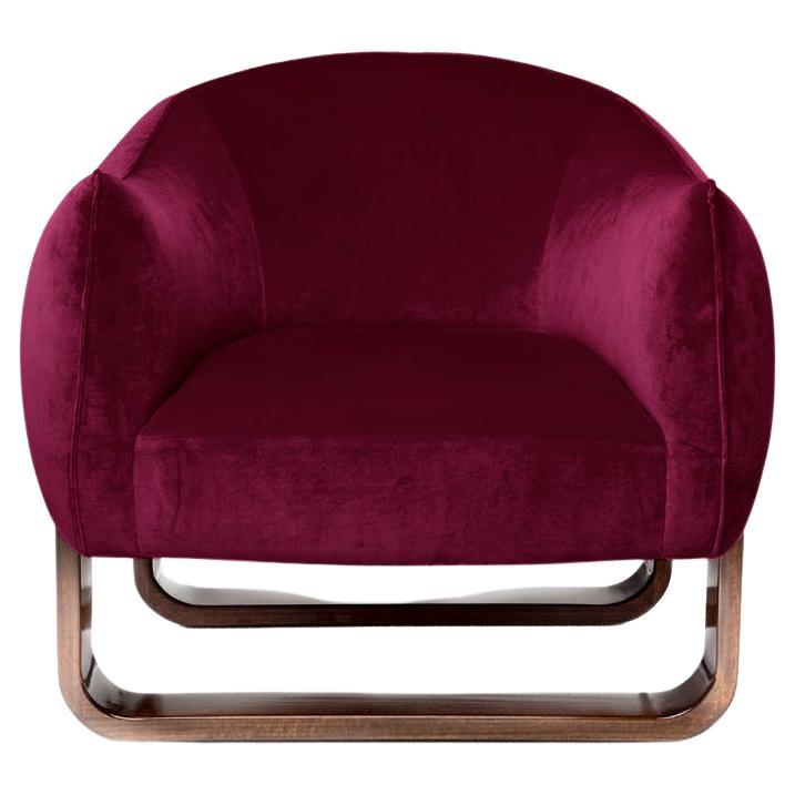 Fauteuil Milo, velours canneberge/Chesterfield