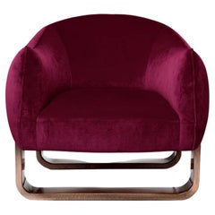 Fauteuil Milo, velours canneberge/Chesterfield