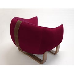 Milo Armchair, Cranberry / Creme Brulee Velvet