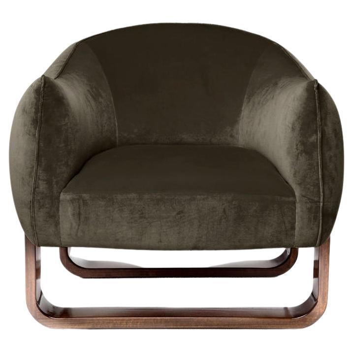 Fauteuil Milo, velours terre/chair d'intérieur