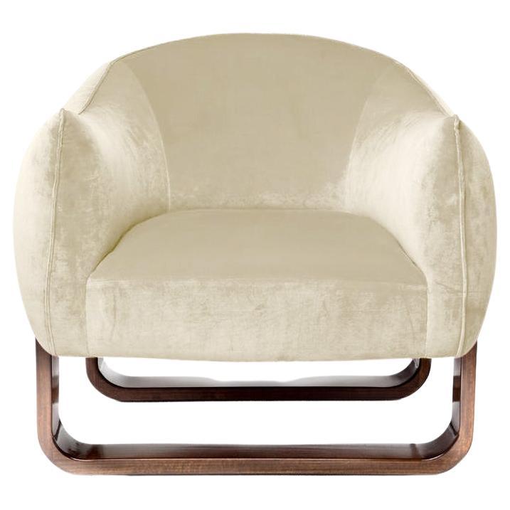 Fauteuil Milo, coquillage / velours Chesterfield