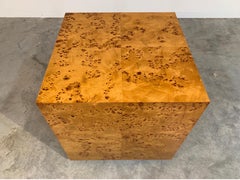 Milo Baughman Burlwood Cube Side, End or Corner Table
