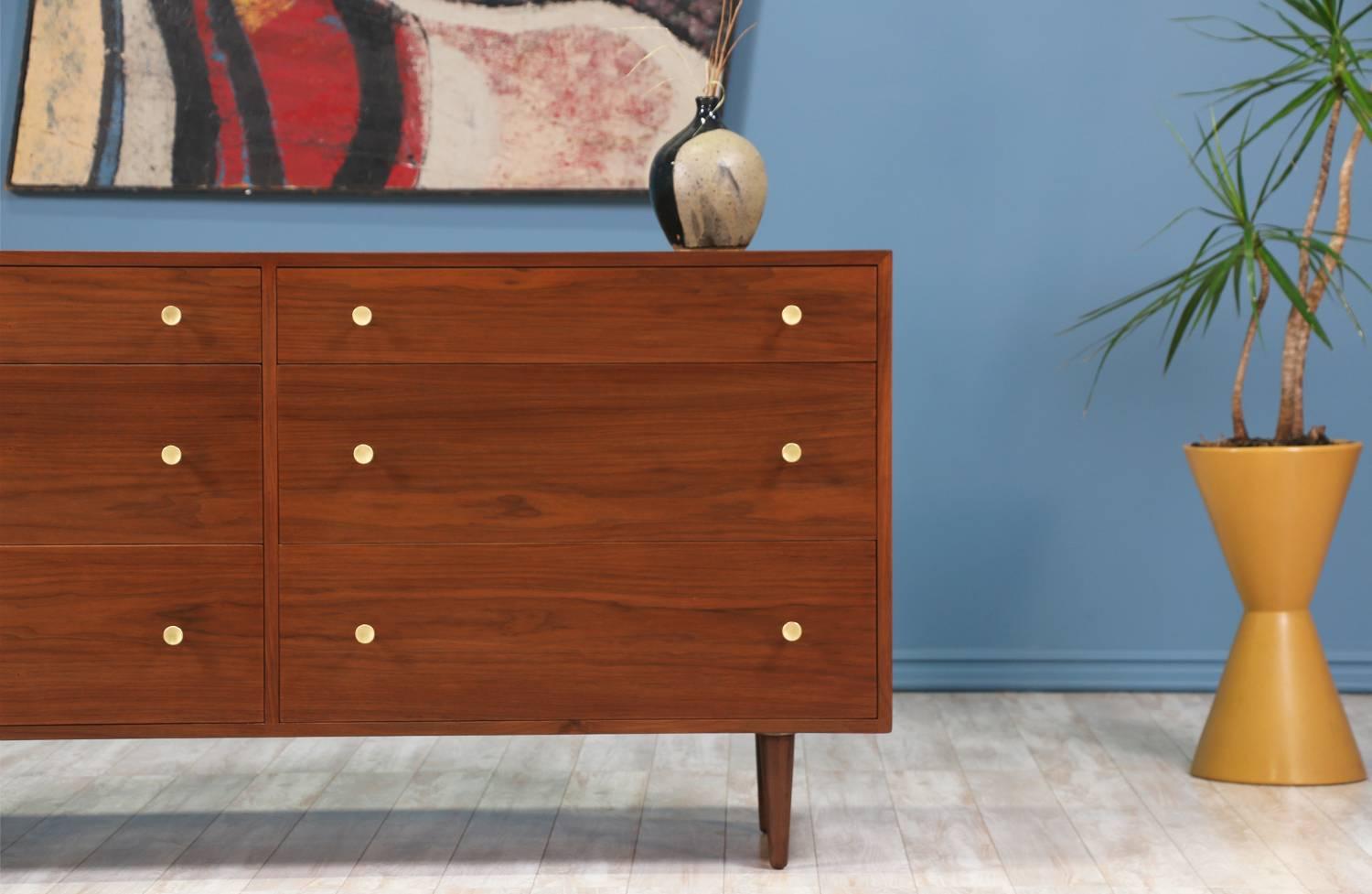 Mid-Century Modern Milo Baughman Six-Drawer Walnut Dresser for Glenn of California