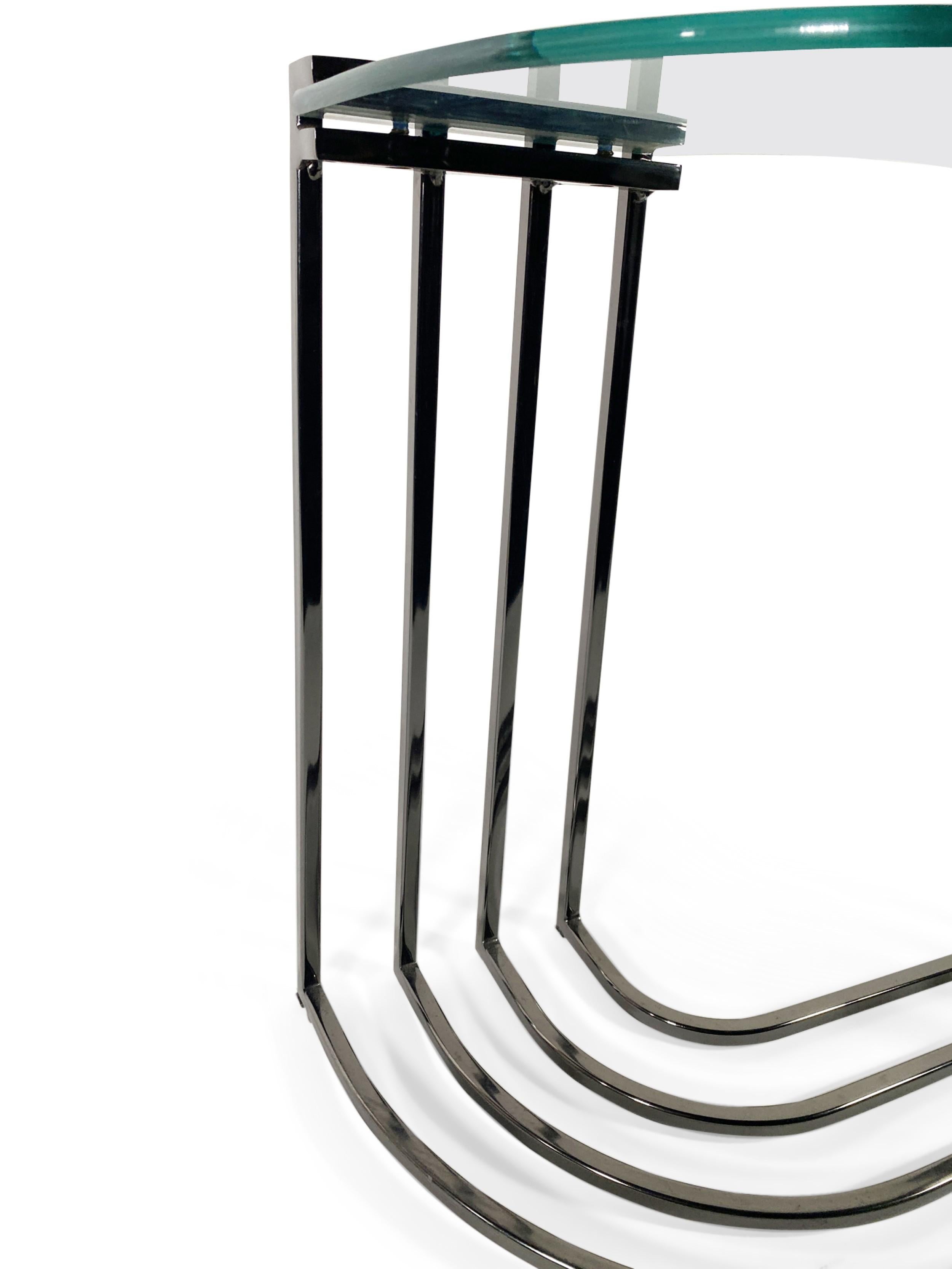 Milo Baughman American Mid-Century Bronzed Chrome Glass End / Side Table For Sale 1