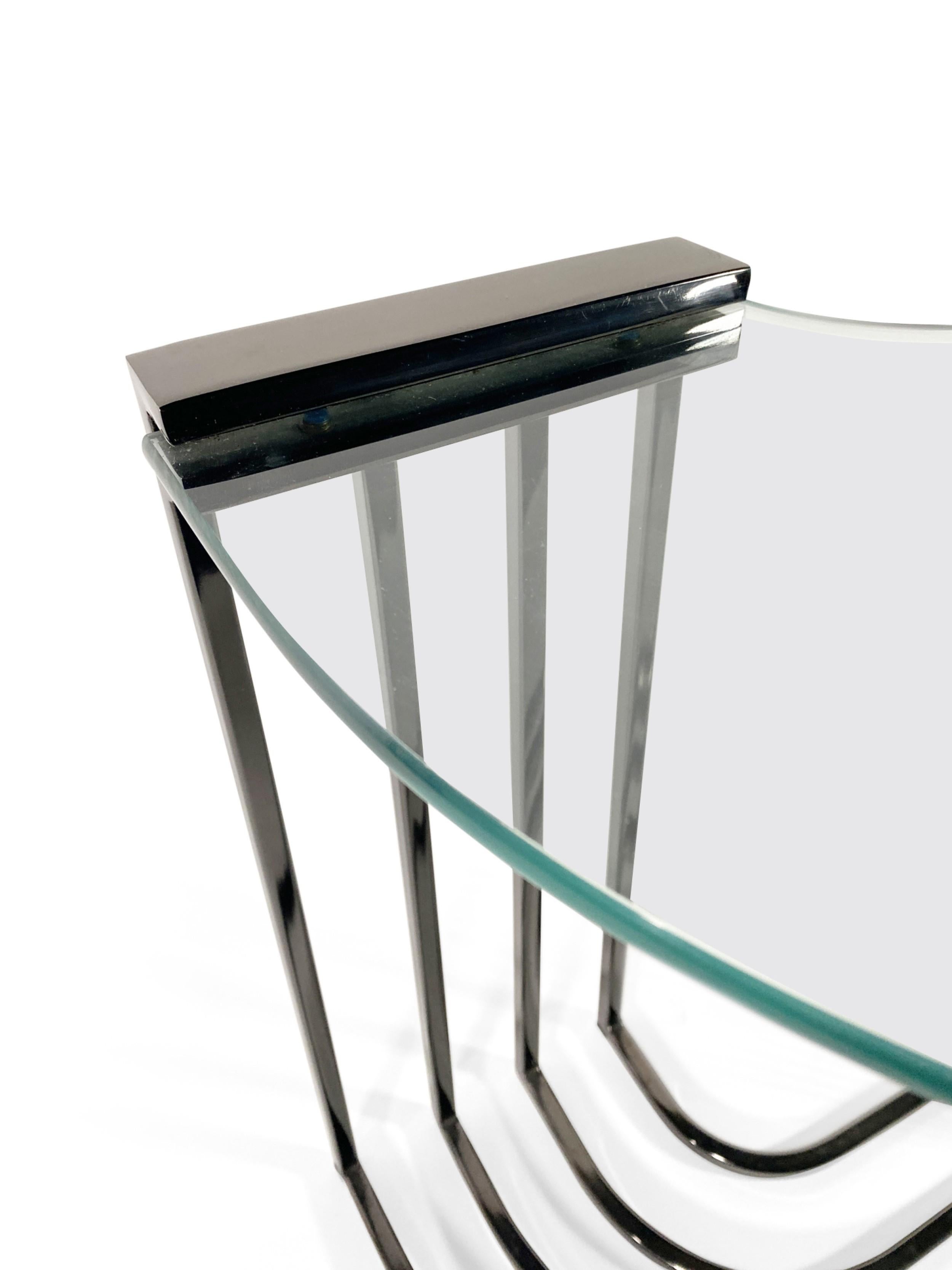 Milo Baughman American Mid-Century Bronzed Chrome Glass End / Side Table For Sale 2