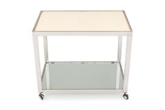 Service américain du milieu du siècle dernier de Milo Baughman, chrome, miroir et pierre polie