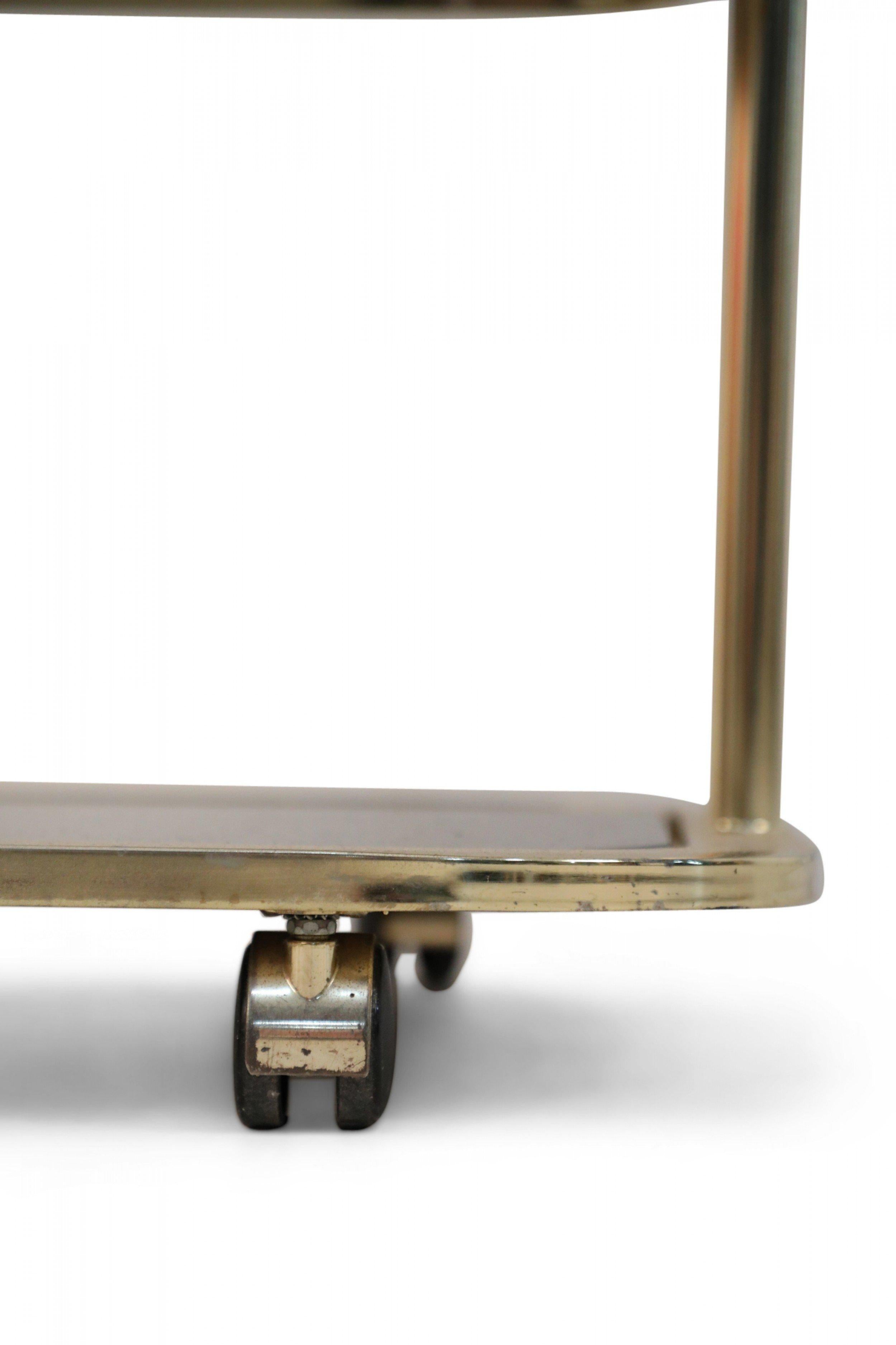 Chariot de bar extensible américain Milo Baughman en métal doré et verre noir du milieu du siècle dernier en vente 2
