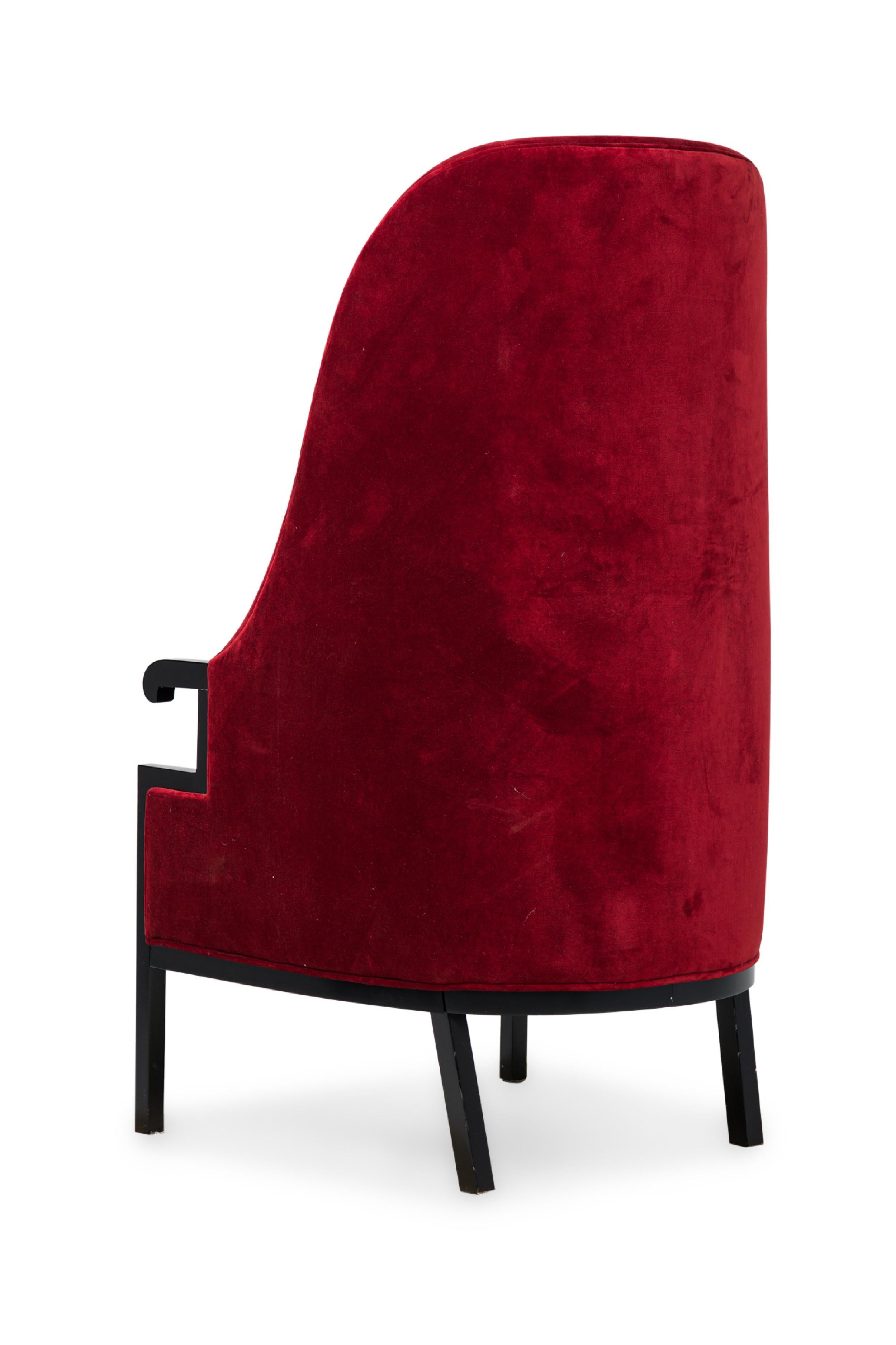 Hand-Painted Milo Baughman American Mid-Century High Back Red Wing Armchair For Sale