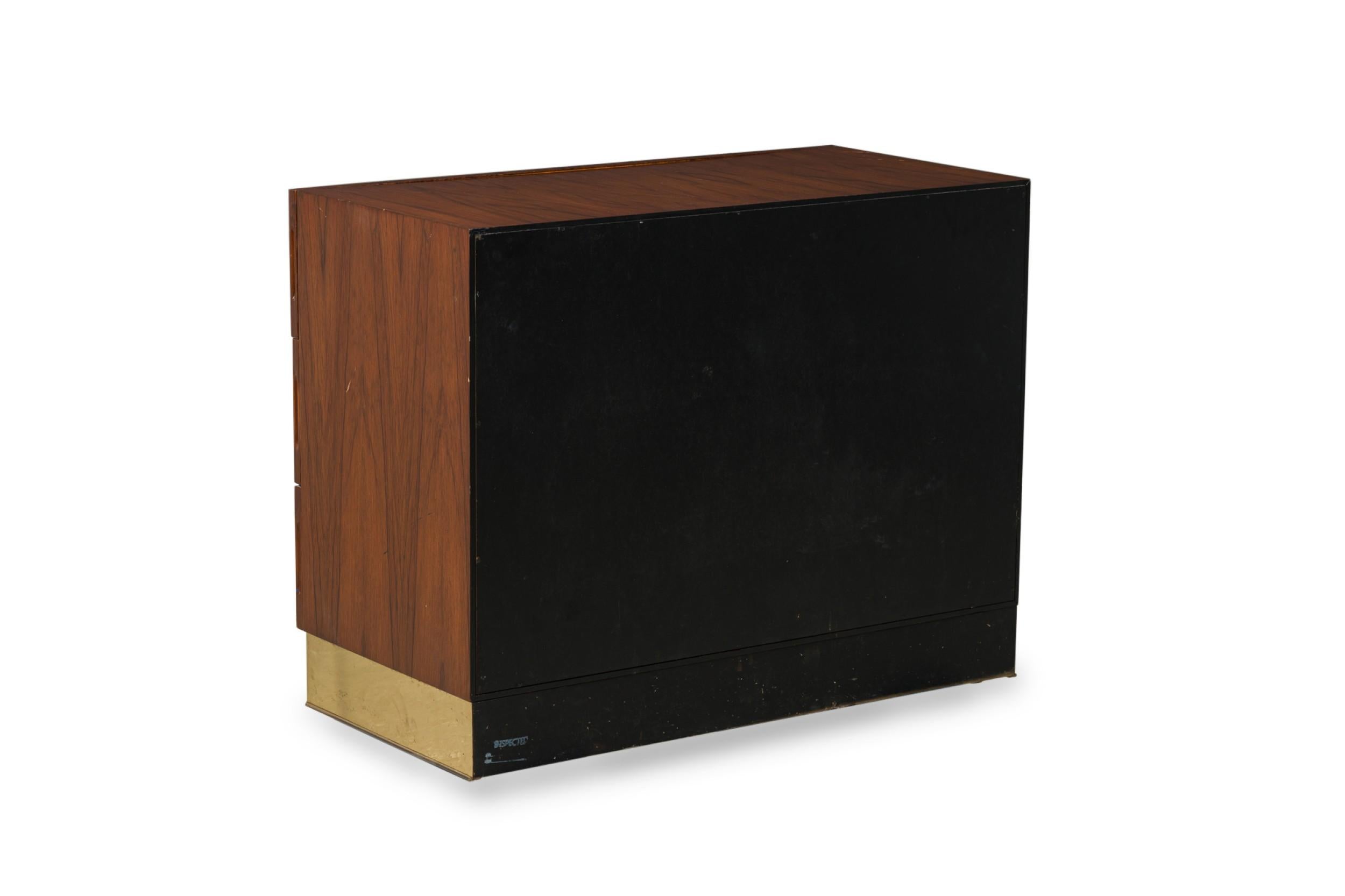 Veneer Milo Baughman American Mid-Century Rosewood and Brass Commode / Chest of Drawers For Sale