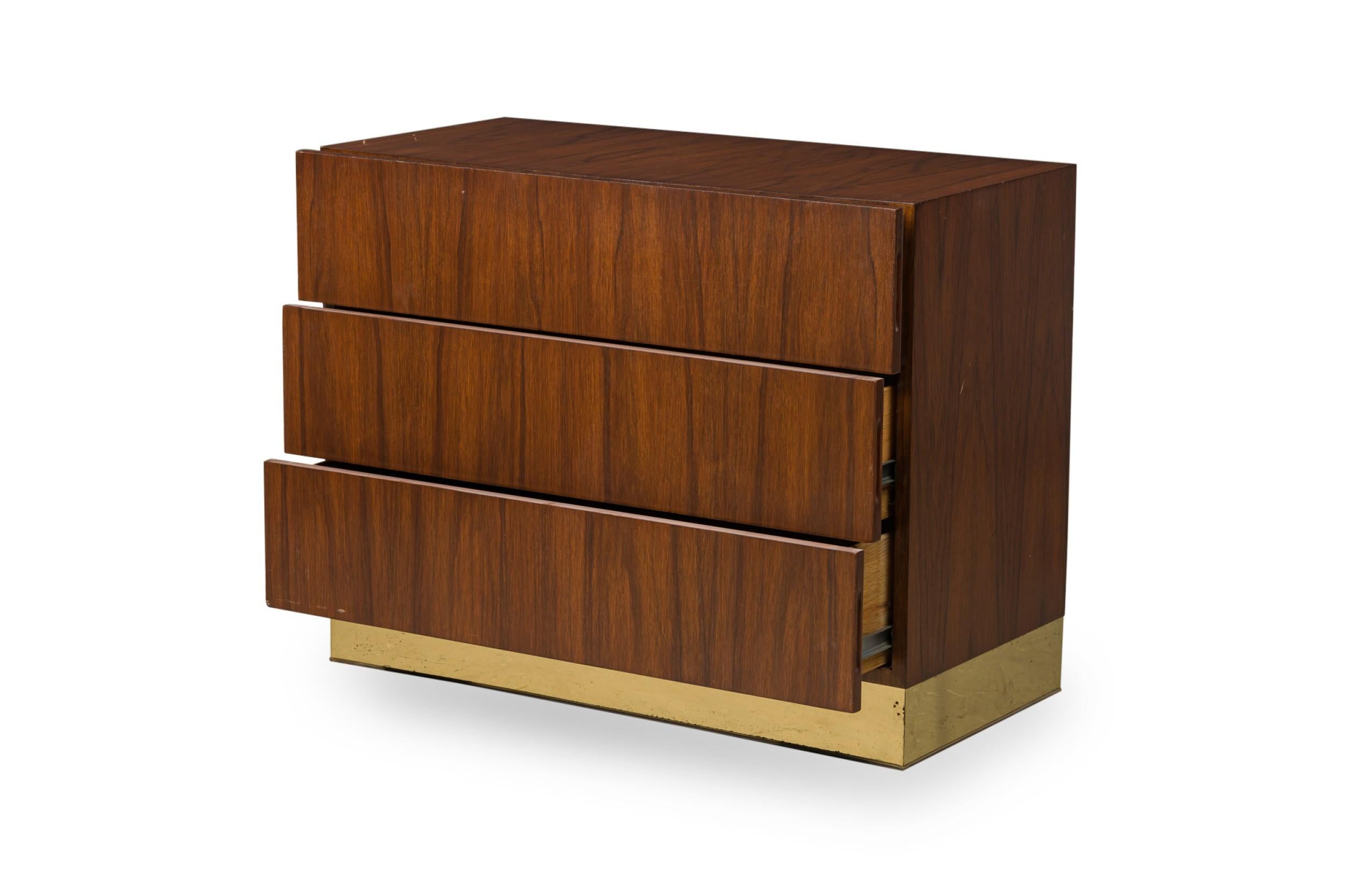 20th Century Milo Baughman American Mid-Century Rosewood and Brass Commode / Chest of Drawers For Sale
