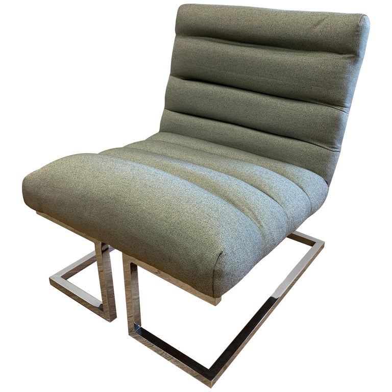 American MidCentury Modern MCM Polished Chrome Lounge Chair Newly