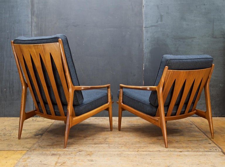 Milo Baughman Archie Chair Walnut His Hers High Low Back Midcentury ...