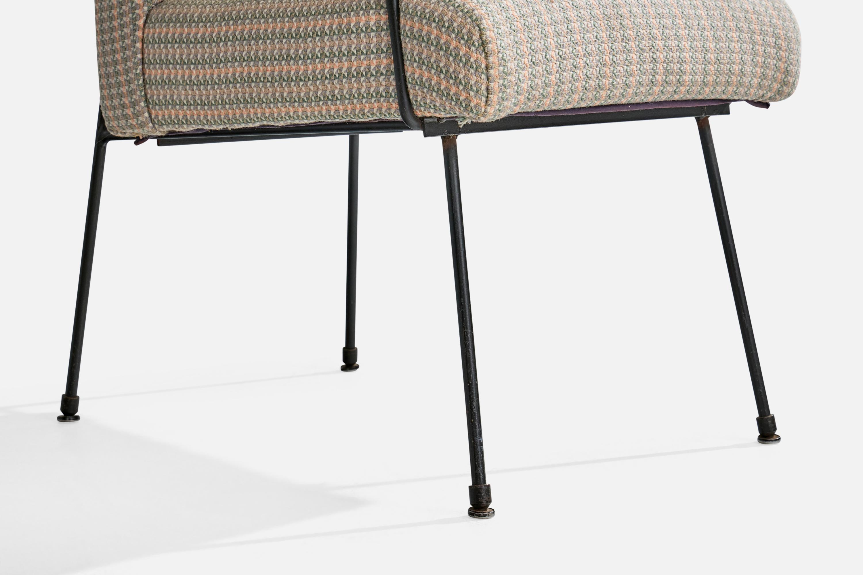 Milo Baughman, Sessel, Eisen, Stoff, USA, 1950er Jahre (Moderne der Mitte des Jahrhunderts) im Angebot
