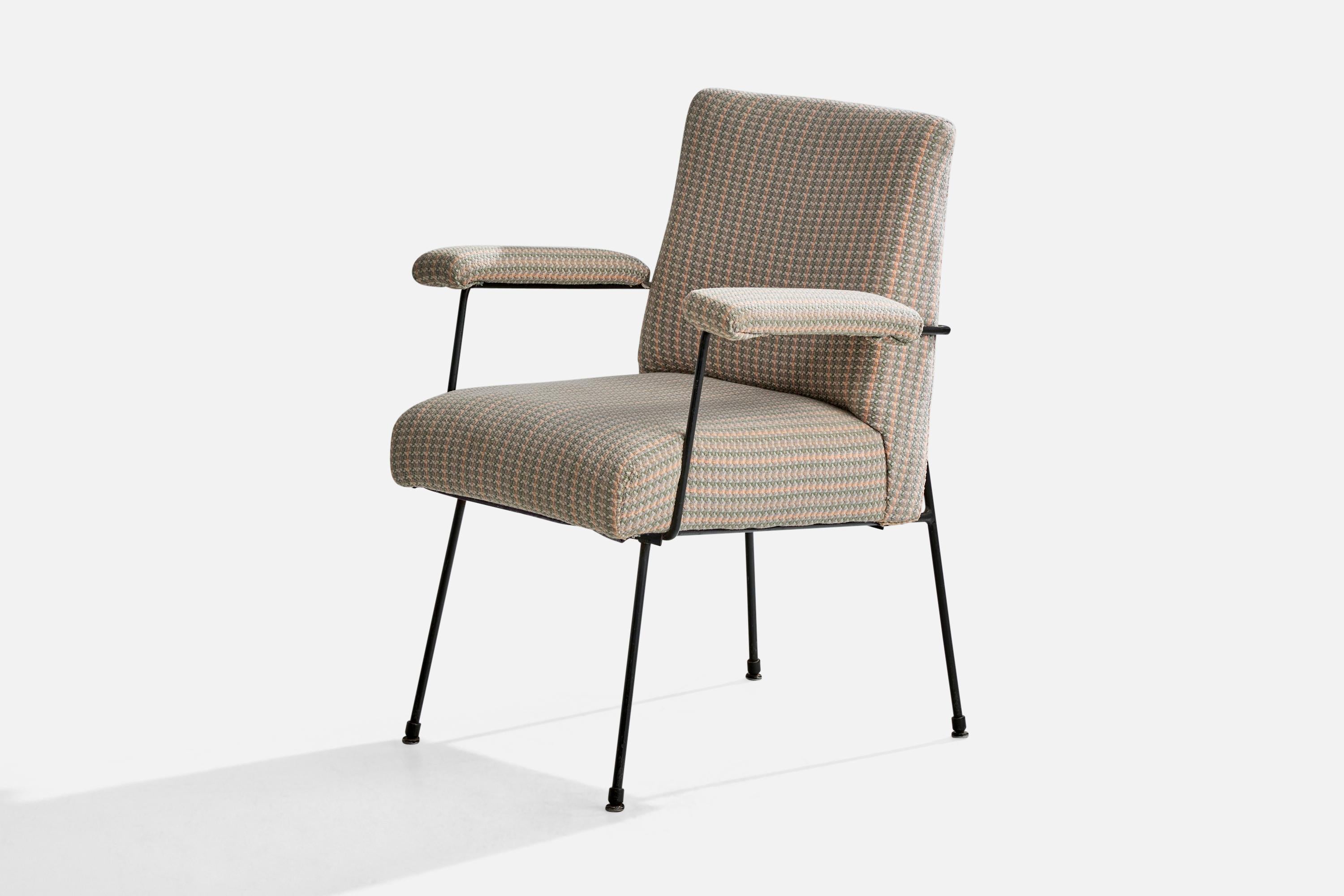 Milo Baughman, Sessel, Eisen, Stoff, USA, 1950er Jahre (Mitte des 20. Jahrhunderts) im Angebot