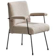 Milo Baughman, fauteuil, fer, tissu, USA, années 1950