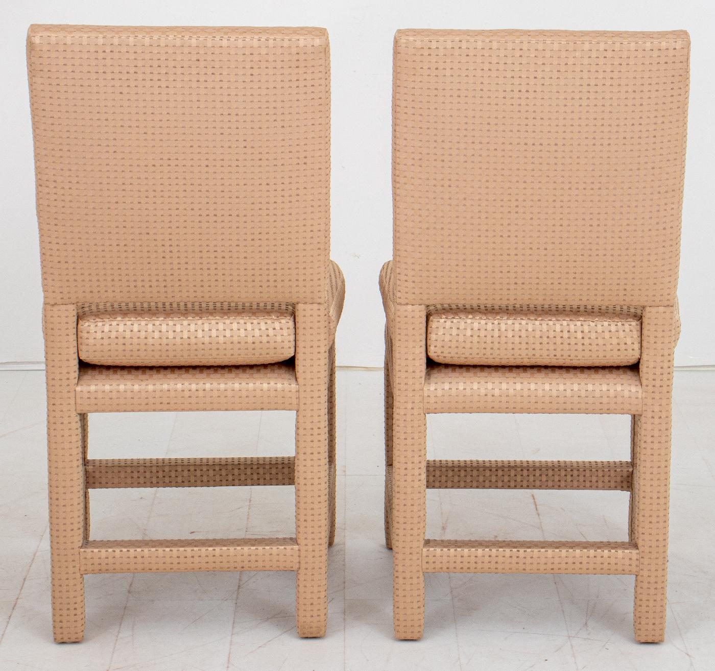 Milo Baughman Attr Upholstered Parsons Side Chairs 2