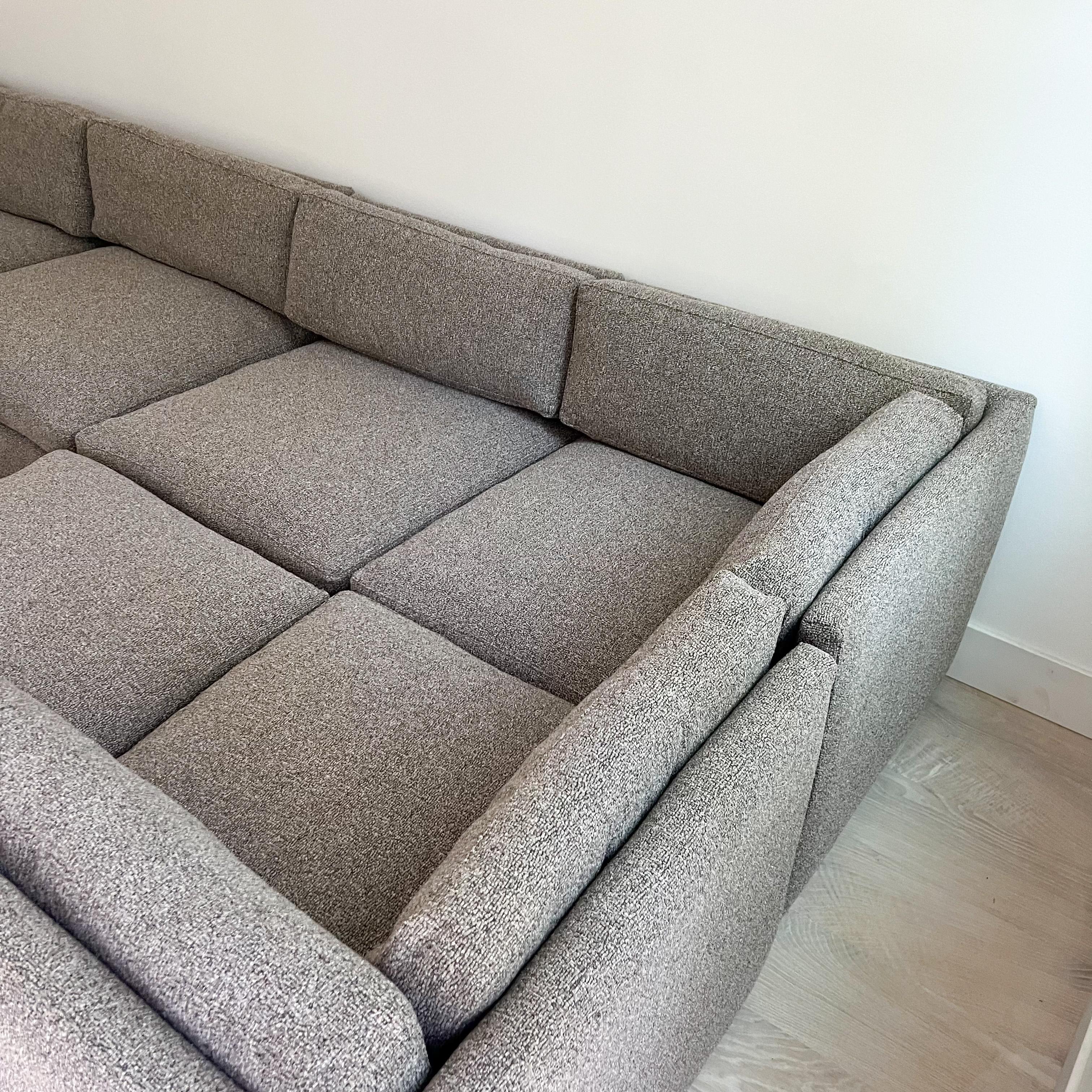 Milo Baughman Attributed 10 Piece Modular Sectional Sofa, New Upholstery 6